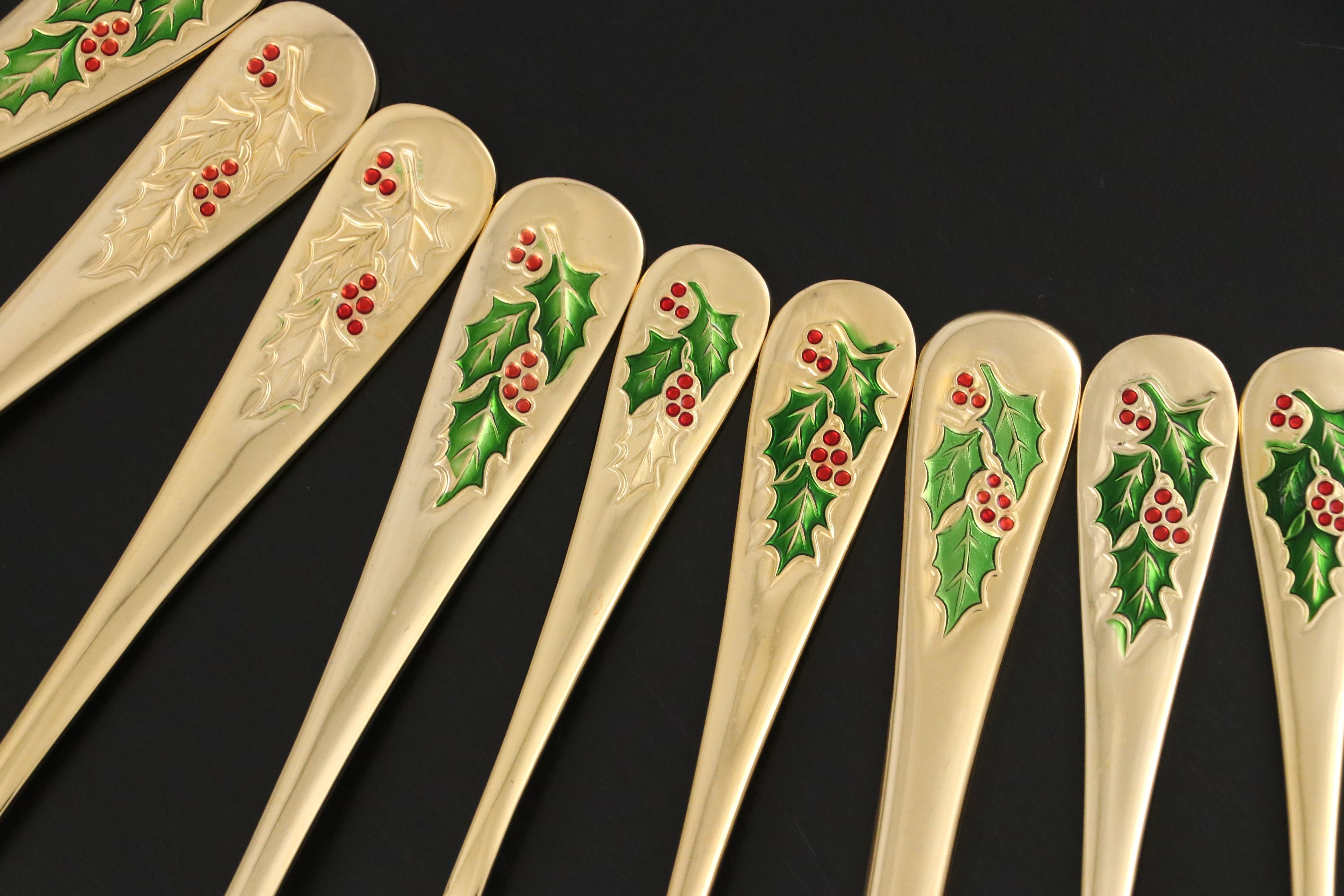 Japanese Gold Finish Holly Handle Flatware