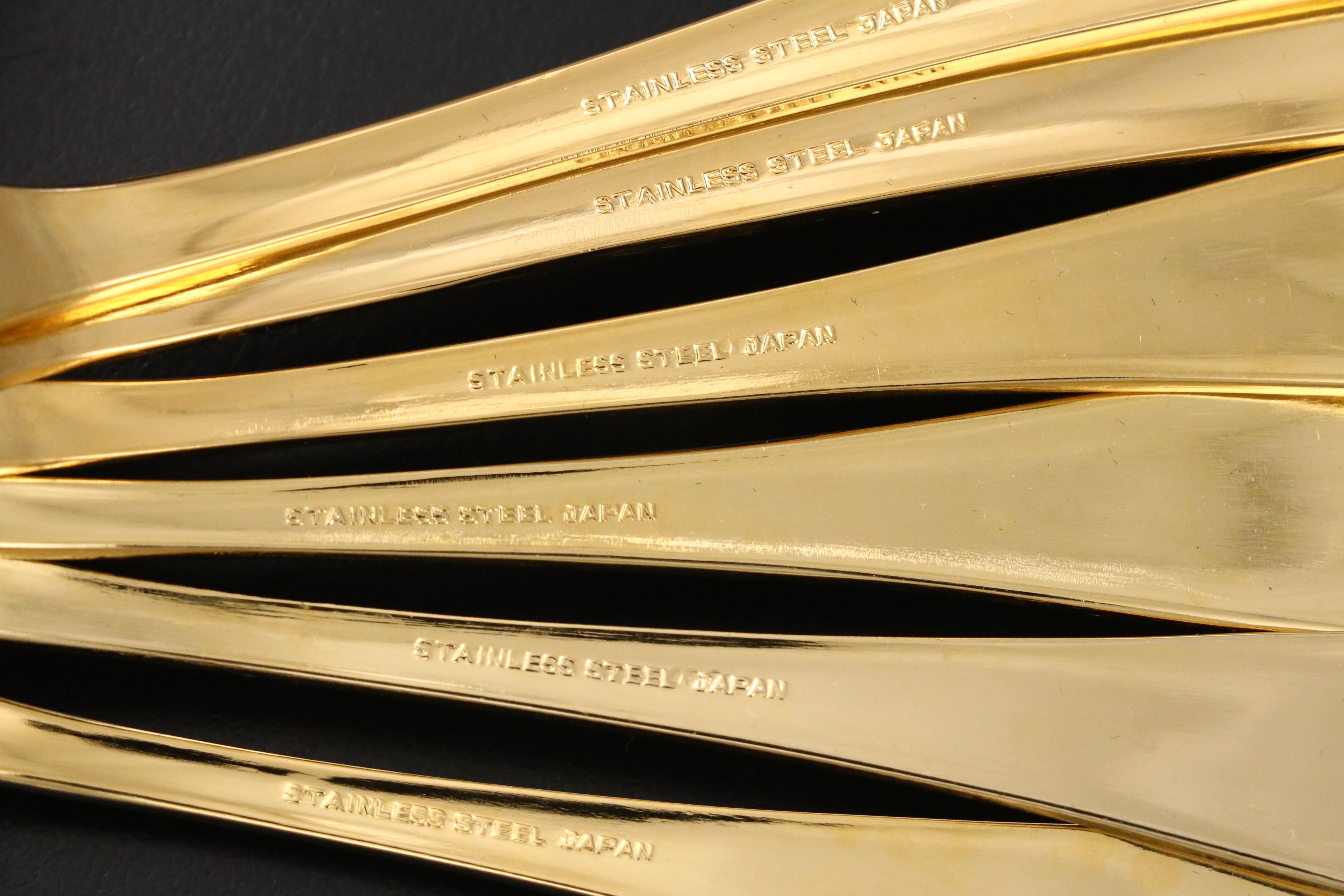 Japanese Gold Finish Holly Handle Flatware