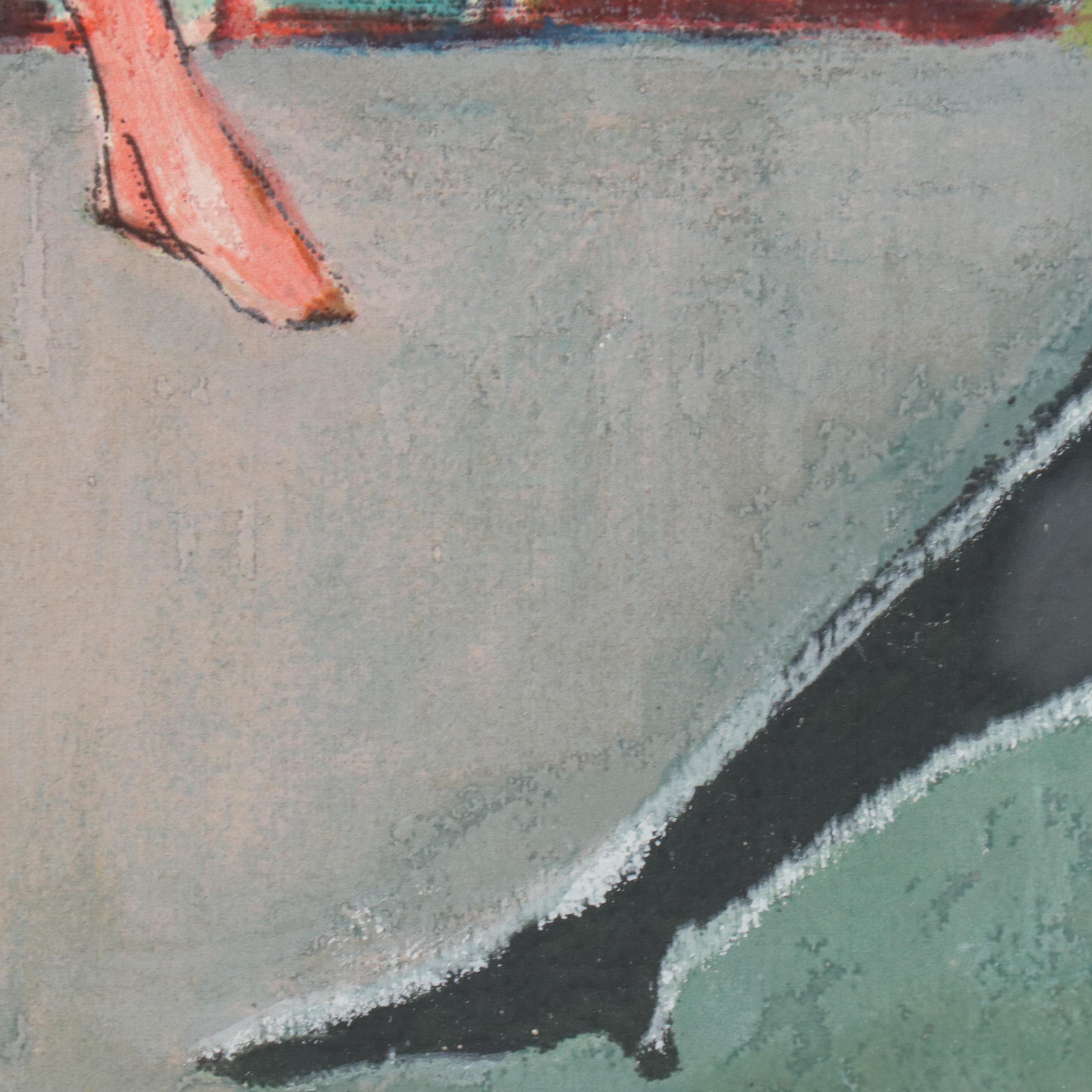 Patricia Govezensky Serigraph of Figures at Outdoor Café