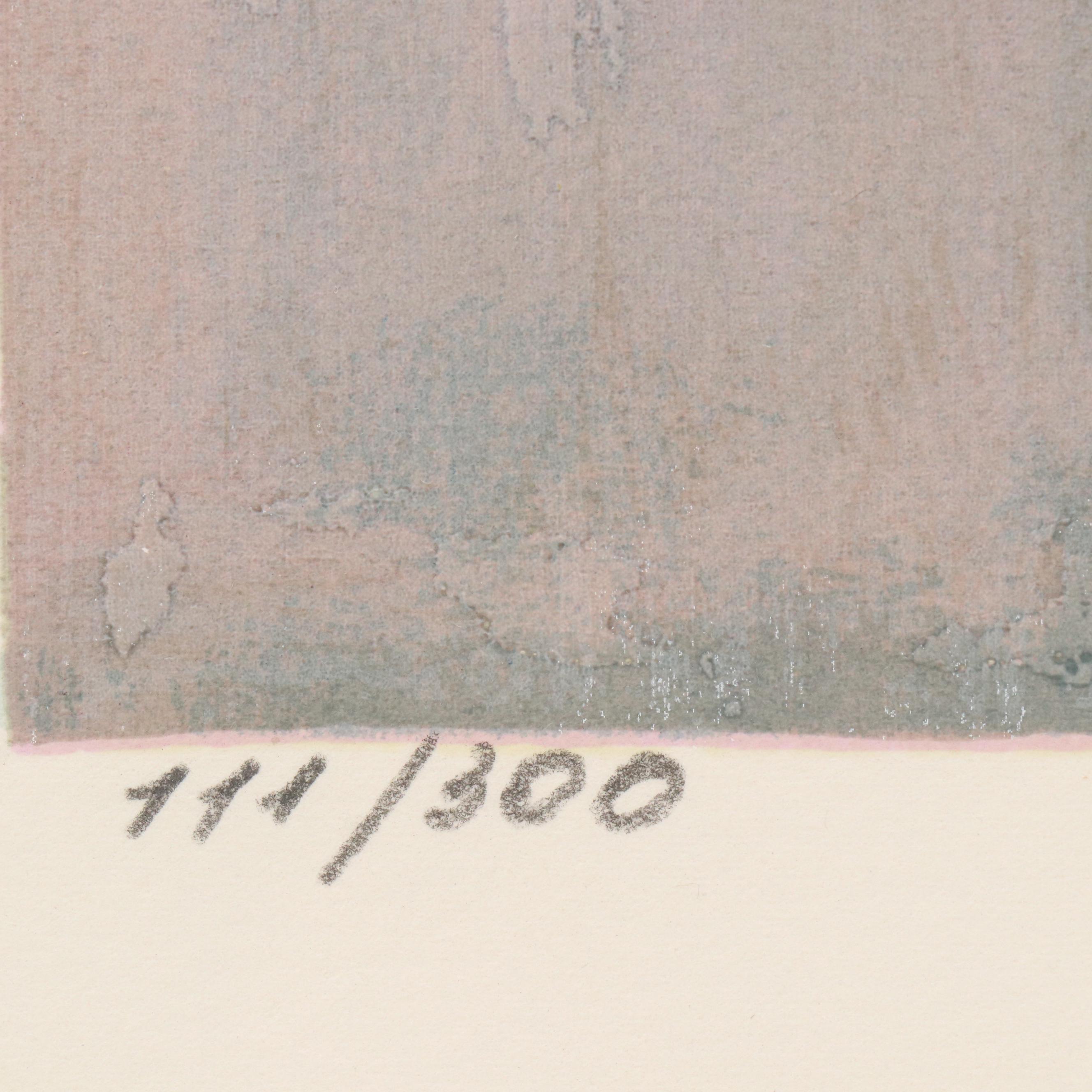 Patricia Govezensky Serigraph of Figures at Outdoor Café