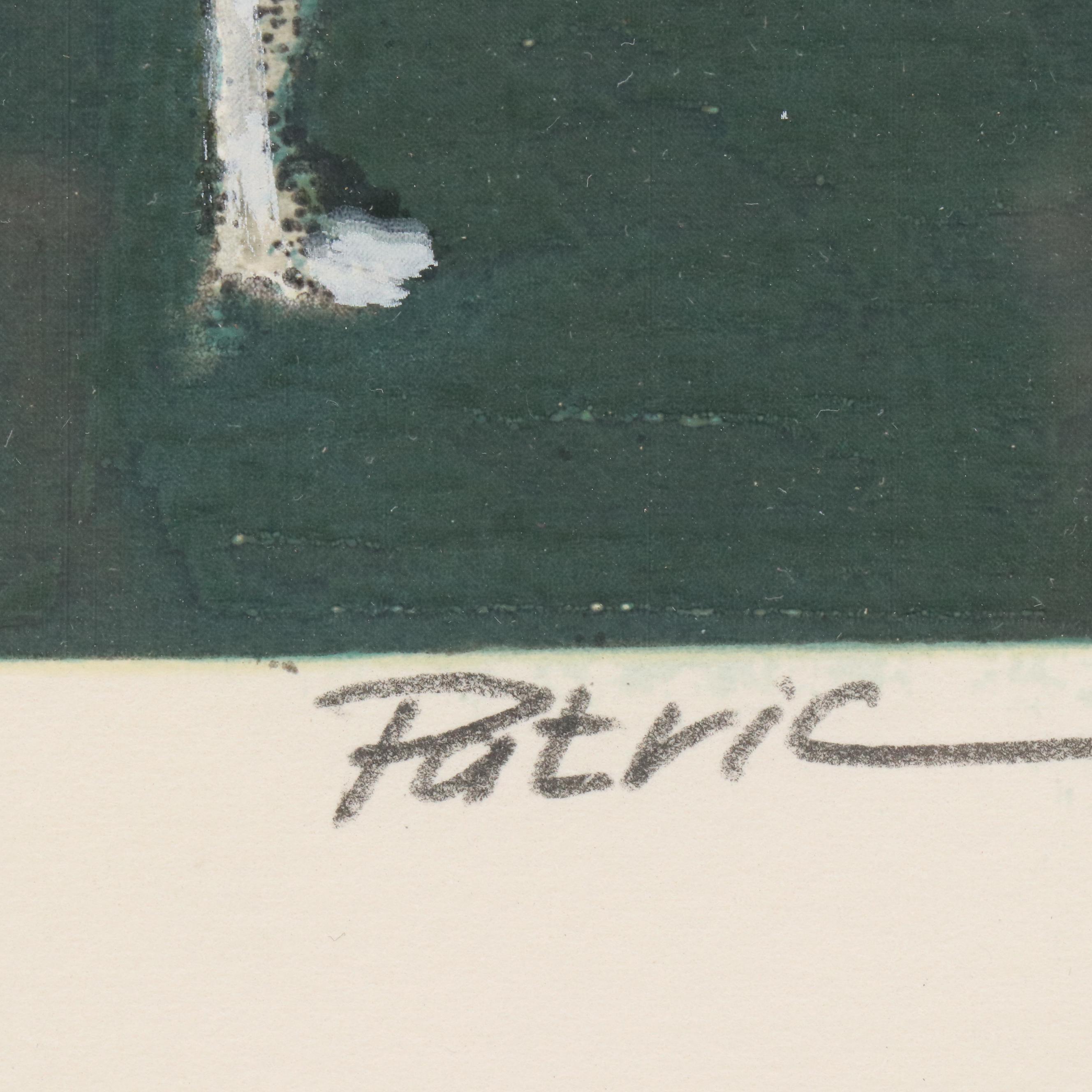 Patricia Govezensky Serigraph of Figures at Outdoor Café