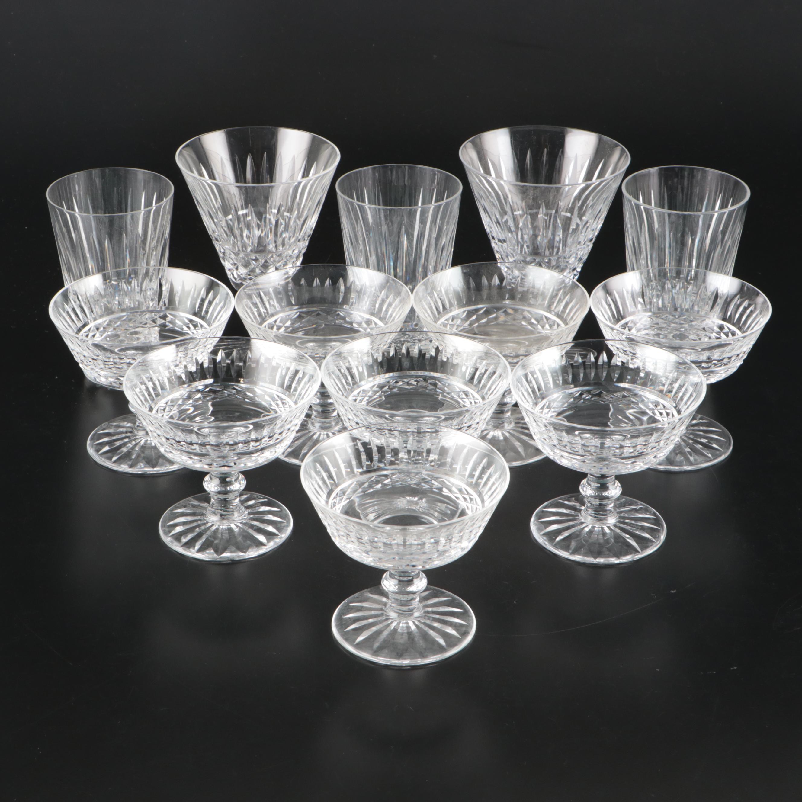 Waterford "Maeve" Crystal Claret Wine Glasses, Coupes, and Tumblers