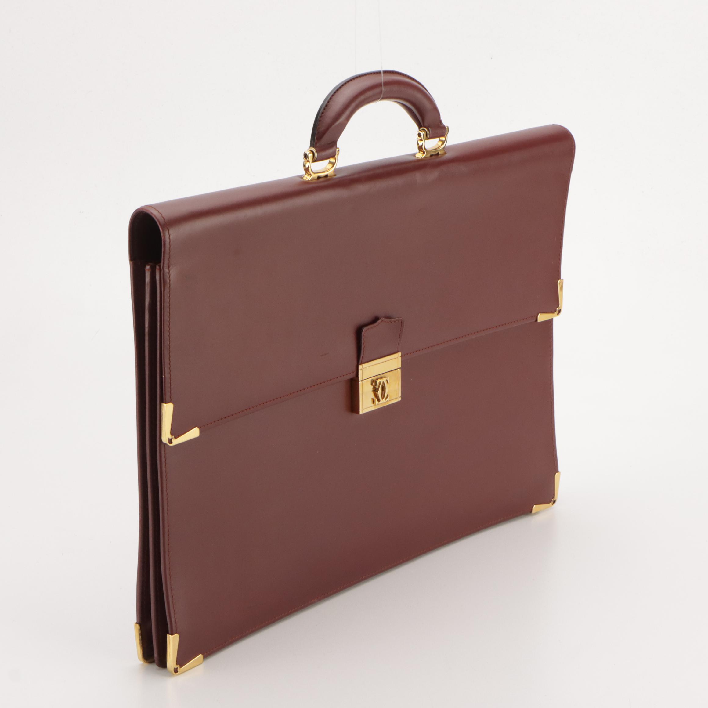 Cartier Must De Cartier Briefcase in Burgundy Leather
