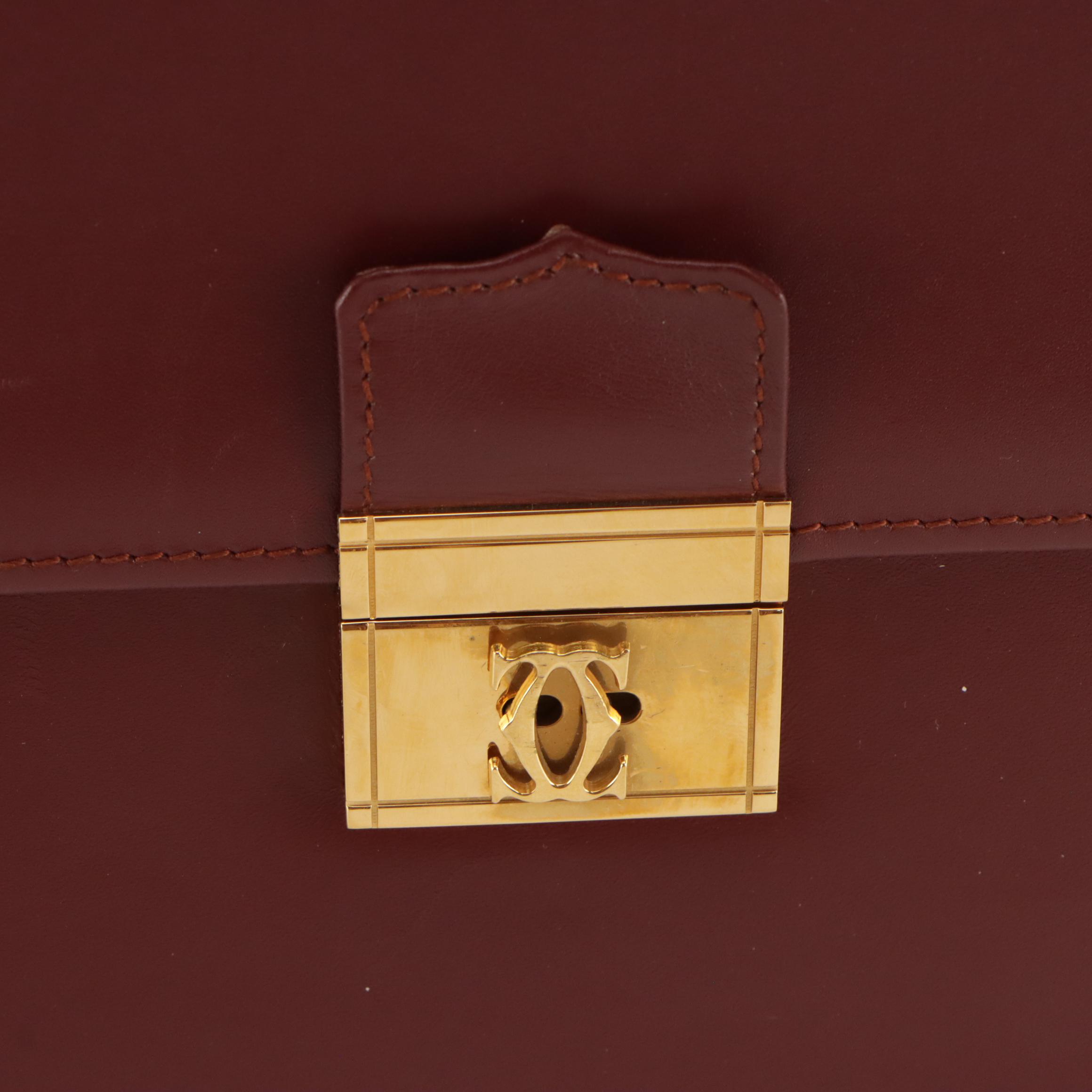 Cartier Must De Cartier Briefcase in Burgundy Leather