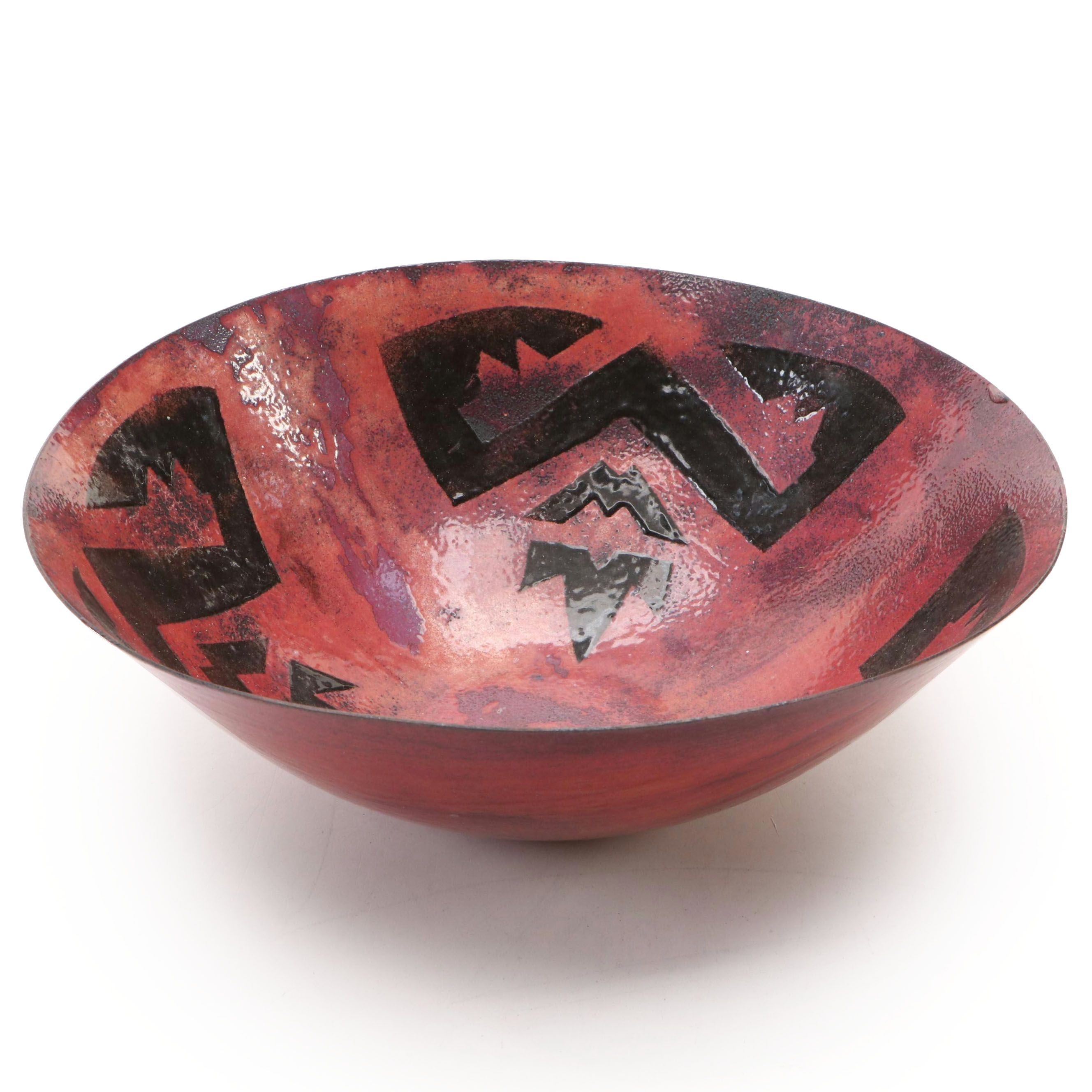 Barbara Culp Southwestern Enameled Metal Bowl, Late 20th Century