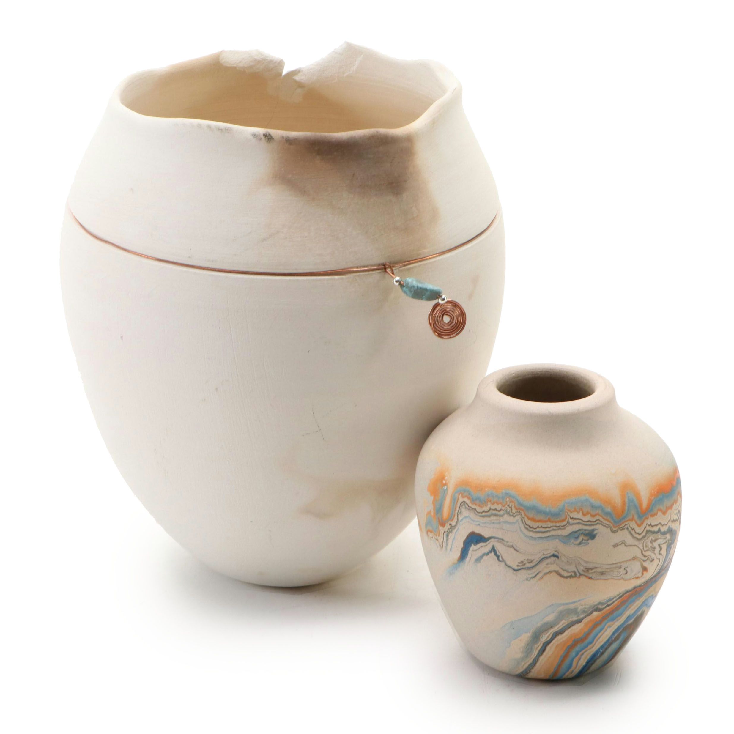 Nemadji Pottery With Other Ceramic Handmade Vases