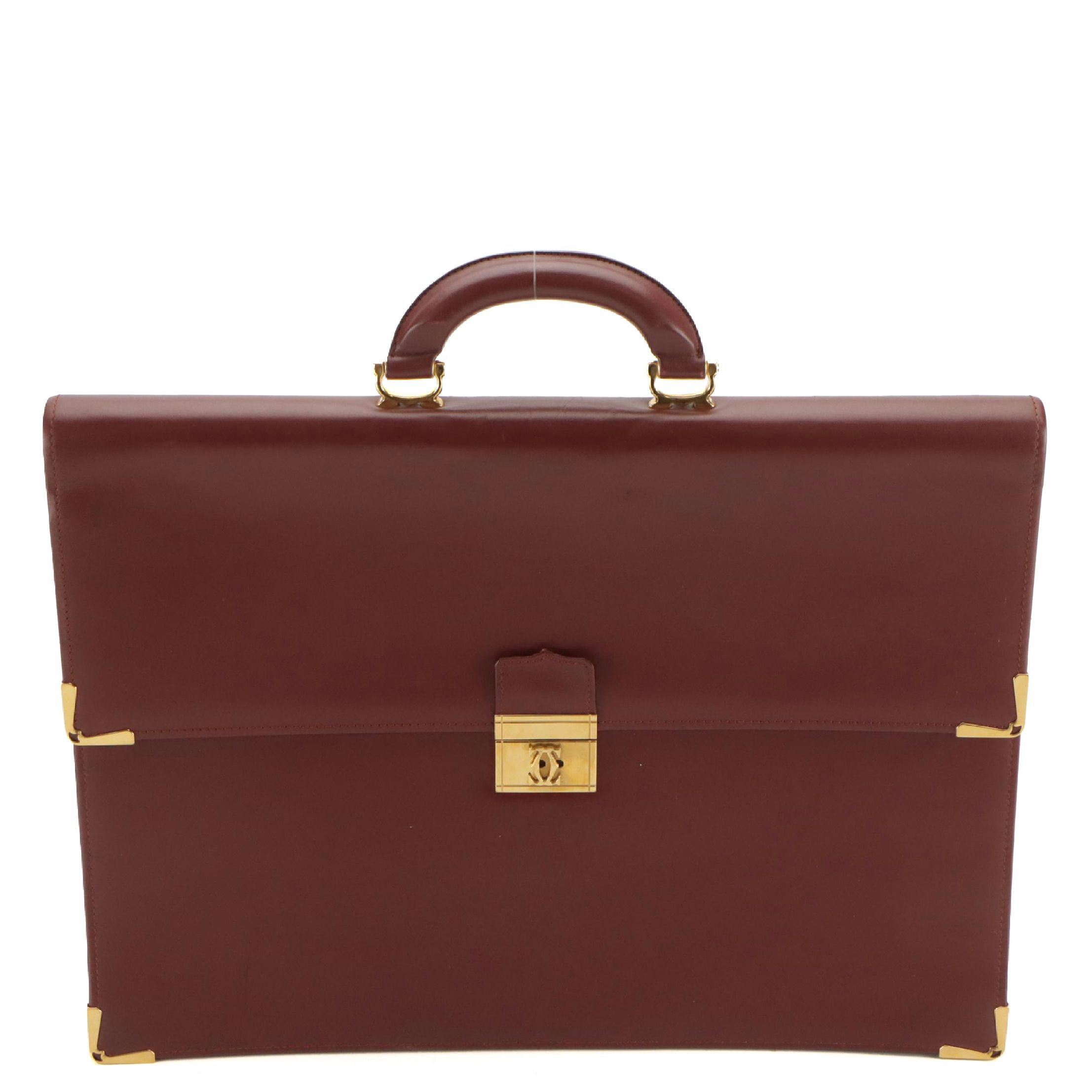 Cartier Must De Cartier Briefcase in Burgundy Leather