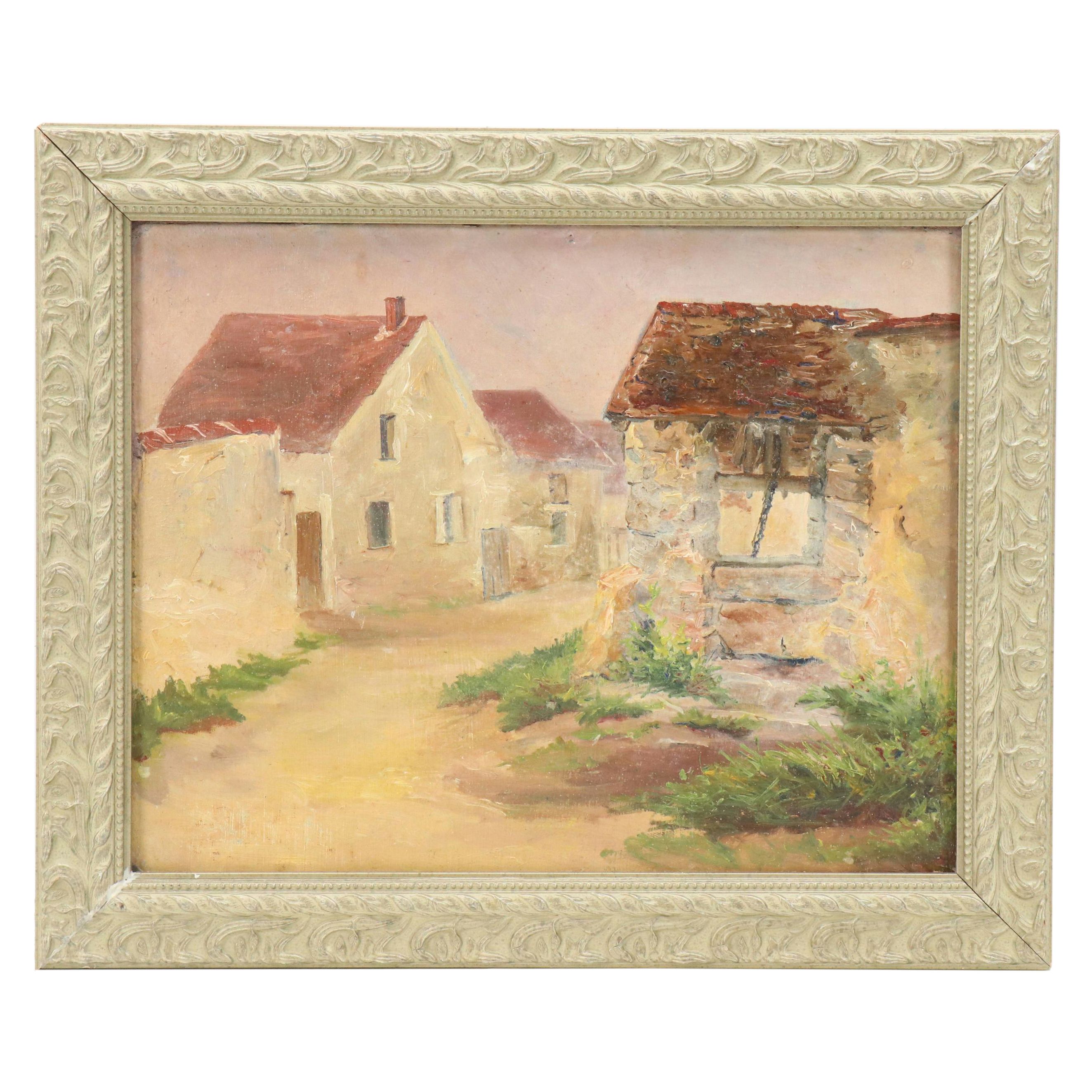 Attr. to Jeanne Reimbolt Townscape Oil Painting, Early 20th Century