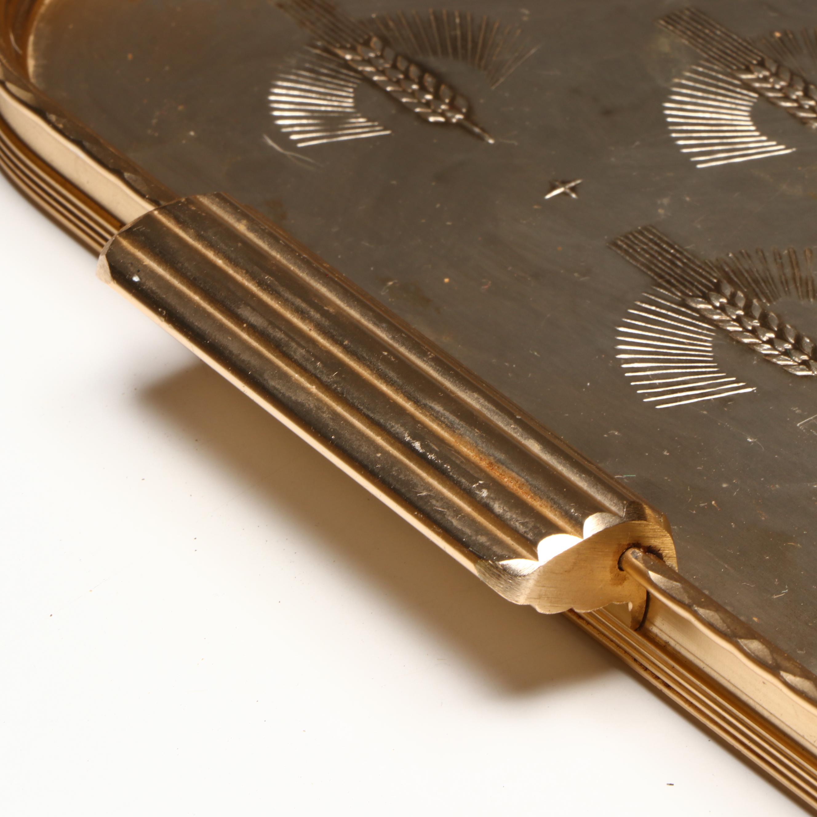 Arthur Armour Mid Century Modern Aluminum Tray with Tumblers and Ice Bucket