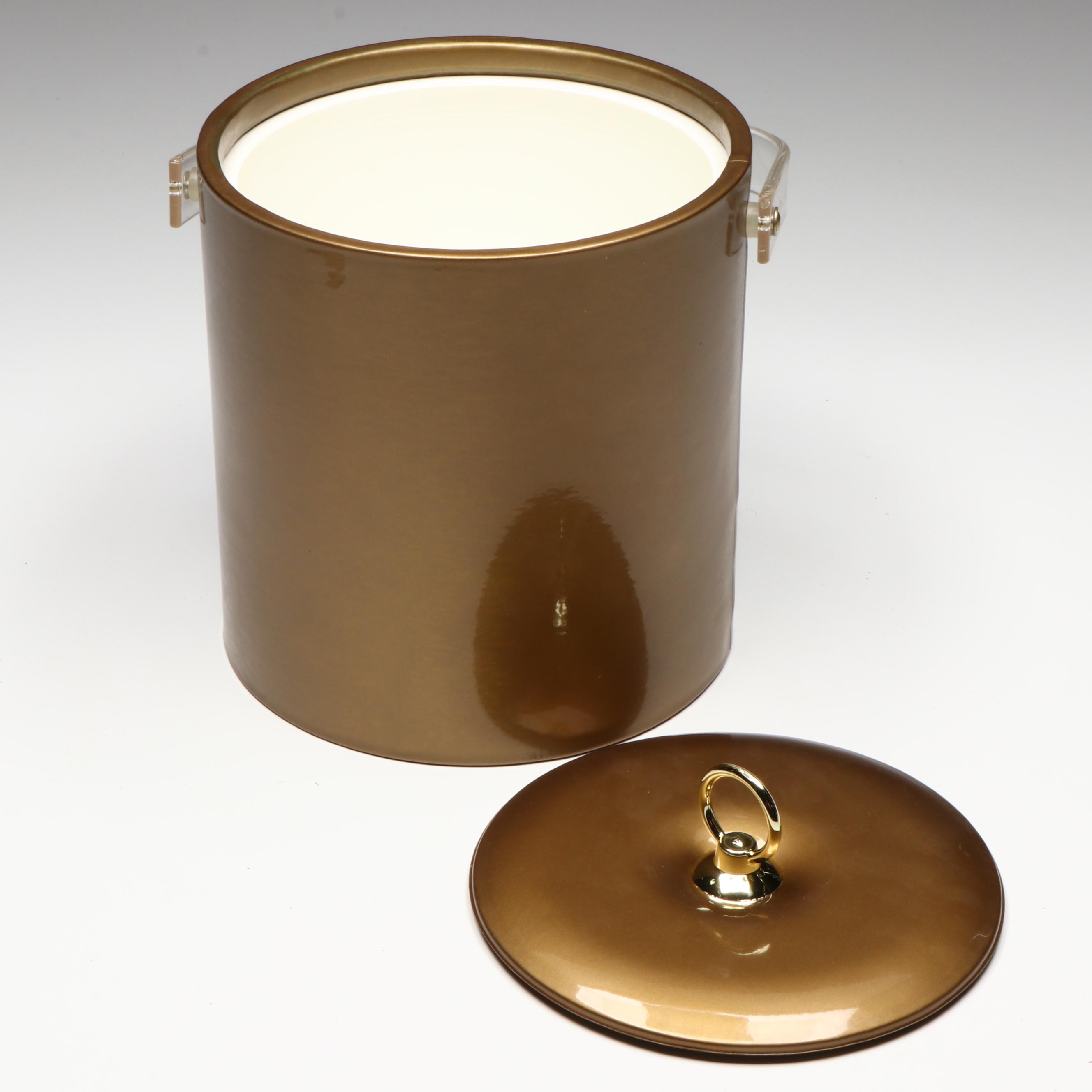 Arthur Armour Mid Century Modern Aluminum Tray with Tumblers and Ice Bucket