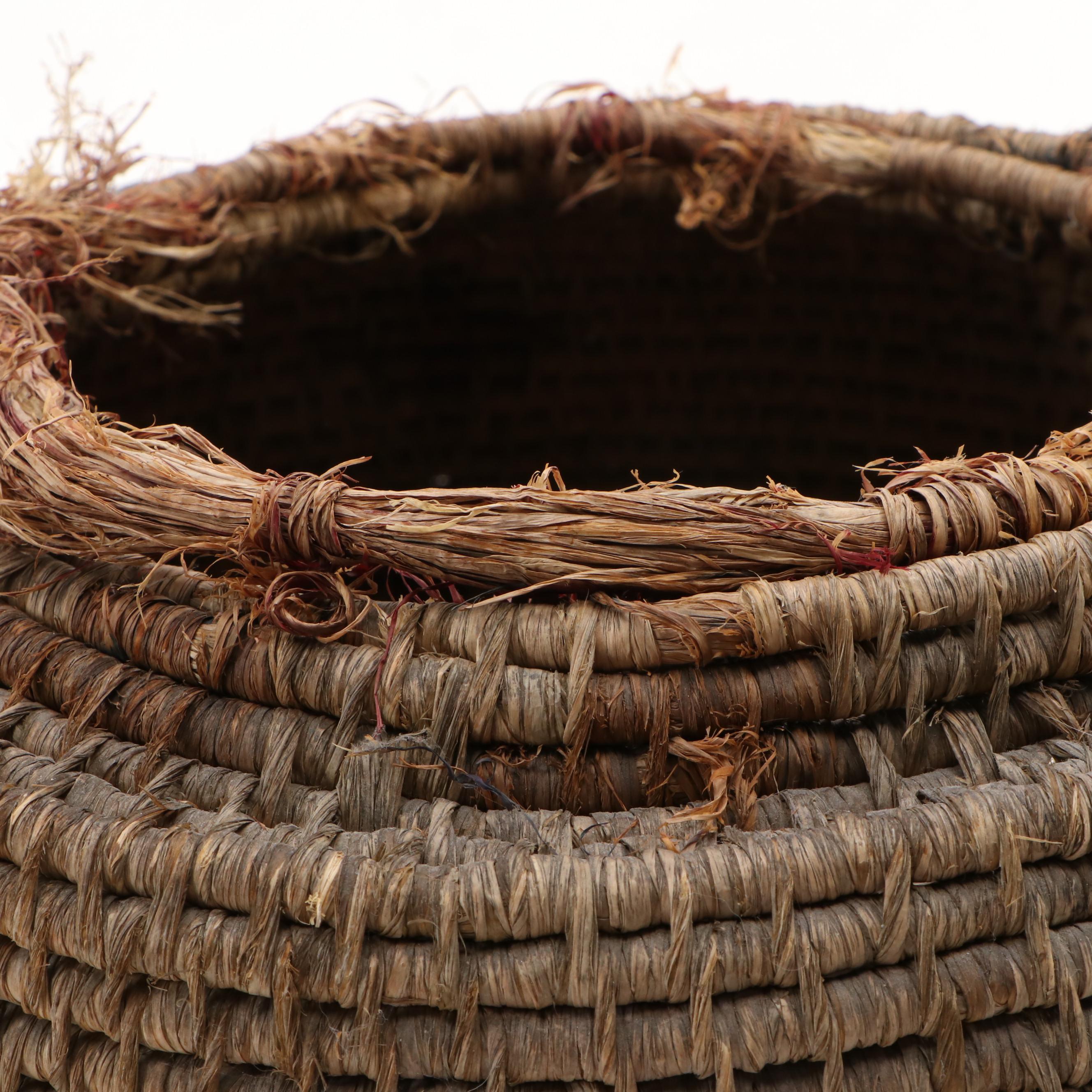 Native American Style Coiled Hand-Woven and Hard Rope Baskets