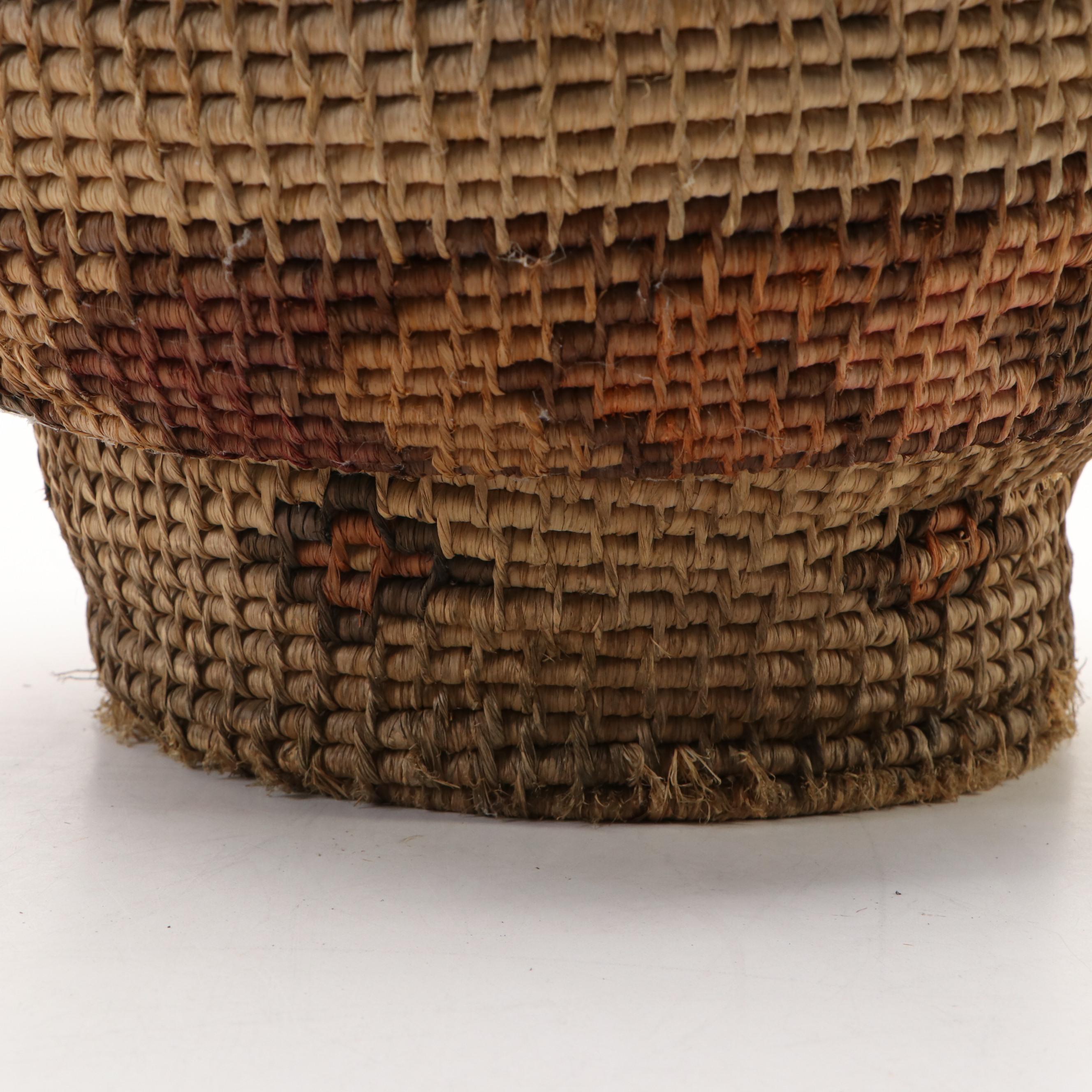 Native American Style Coiled Hand-Woven and Hard Rope Baskets