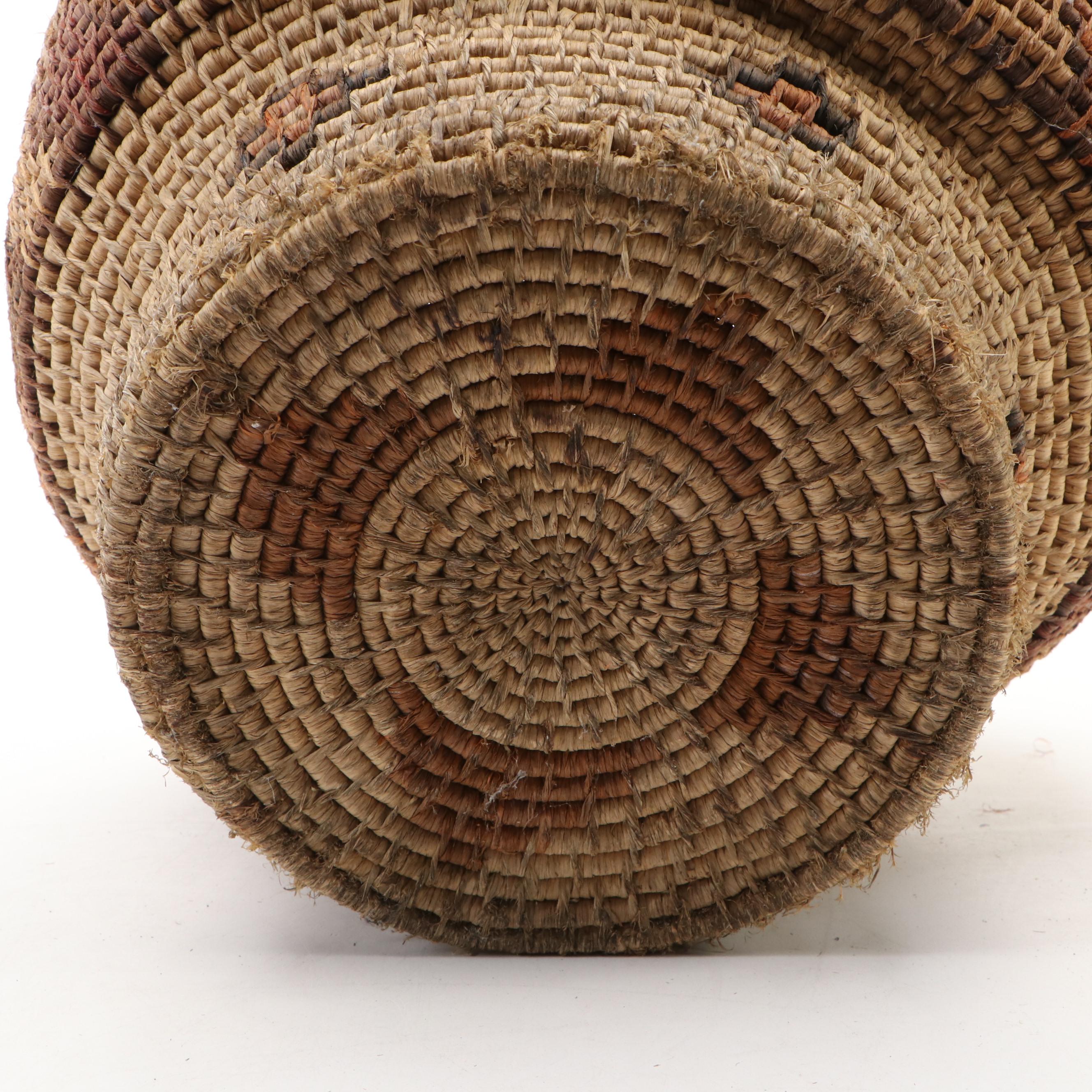 Native American Style Coiled Hand-Woven and Hard Rope Baskets