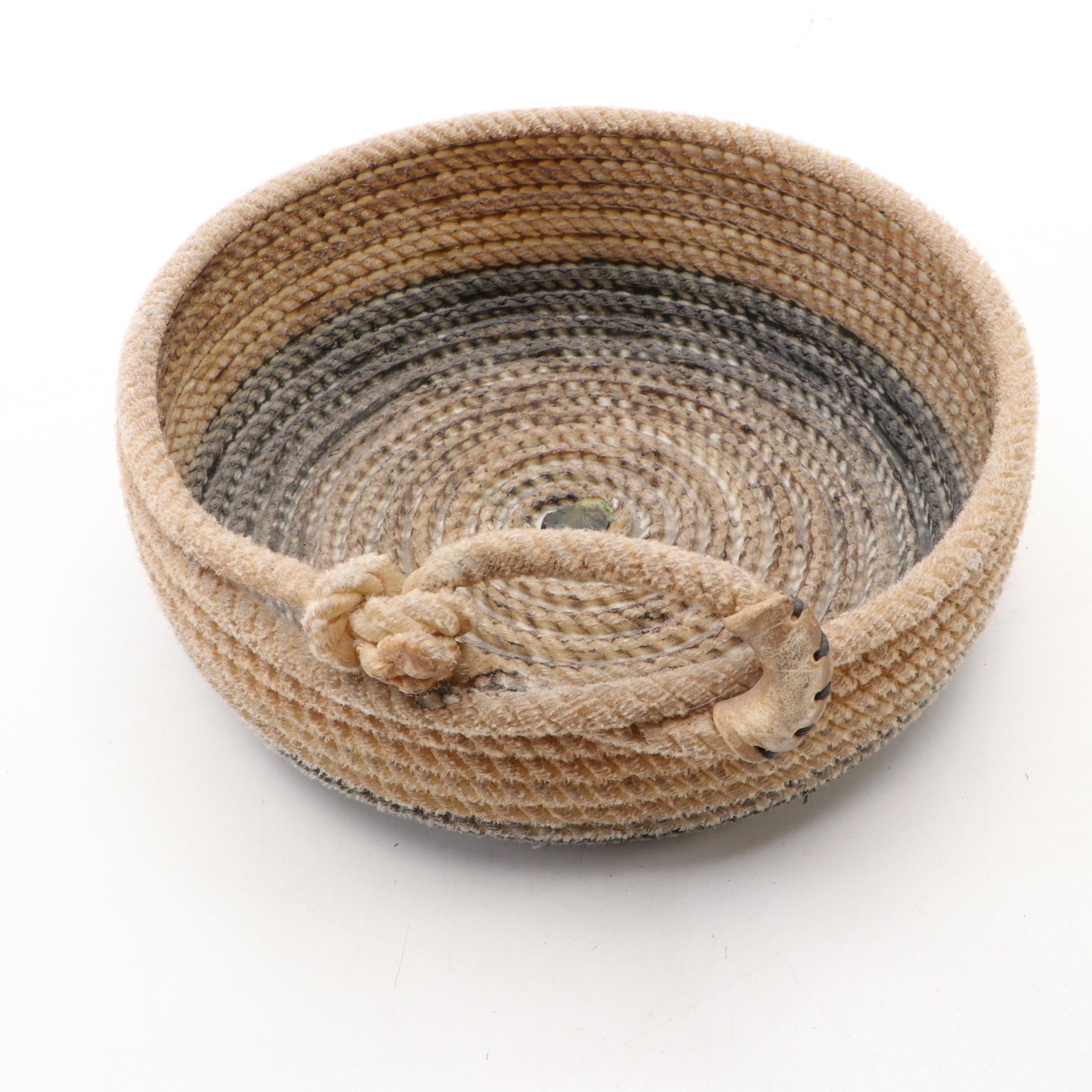 Native American Style Coiled Hand-Woven and Hard Rope Baskets