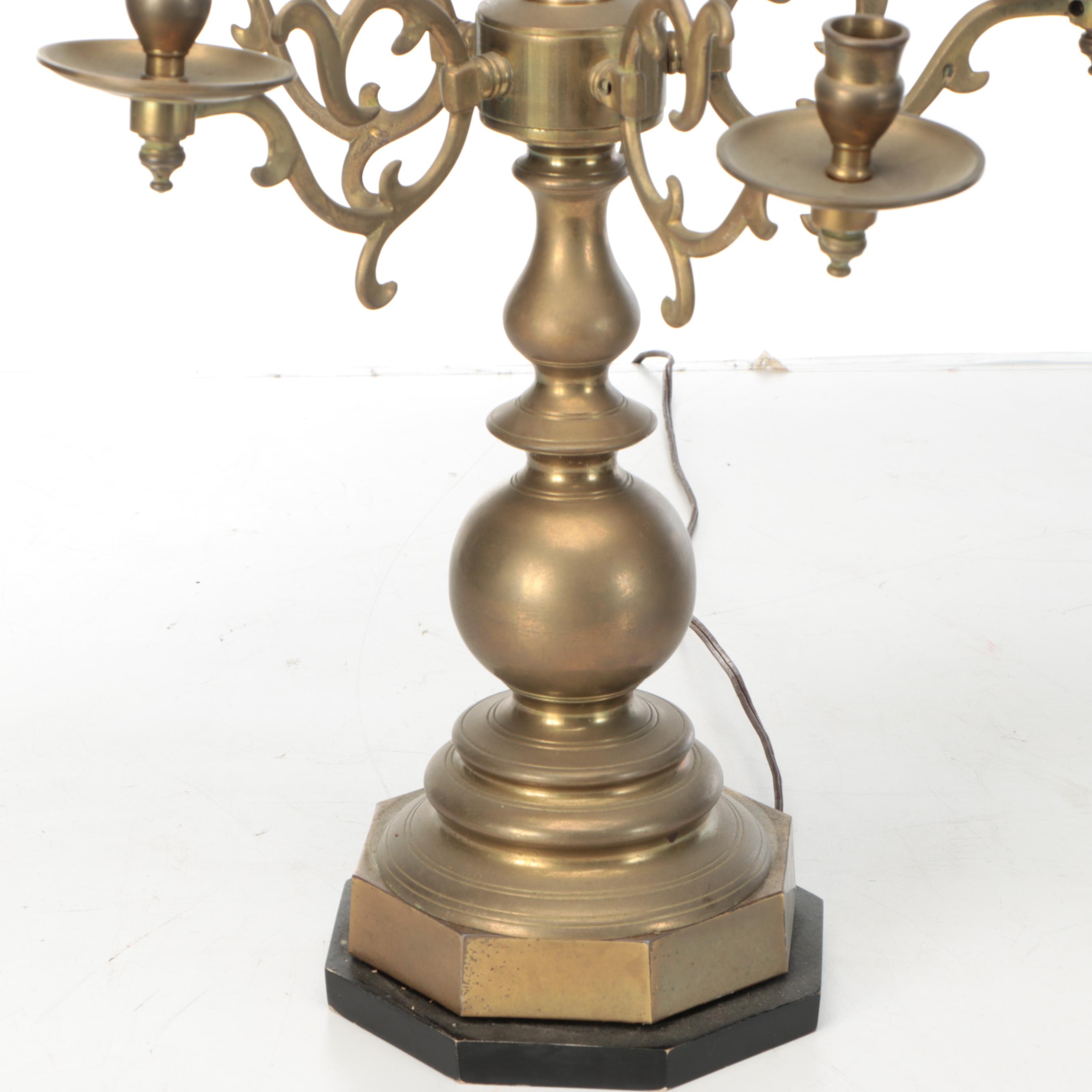 Pair of Brass Candelabra Table Lamps, Mid to Late 20th Century