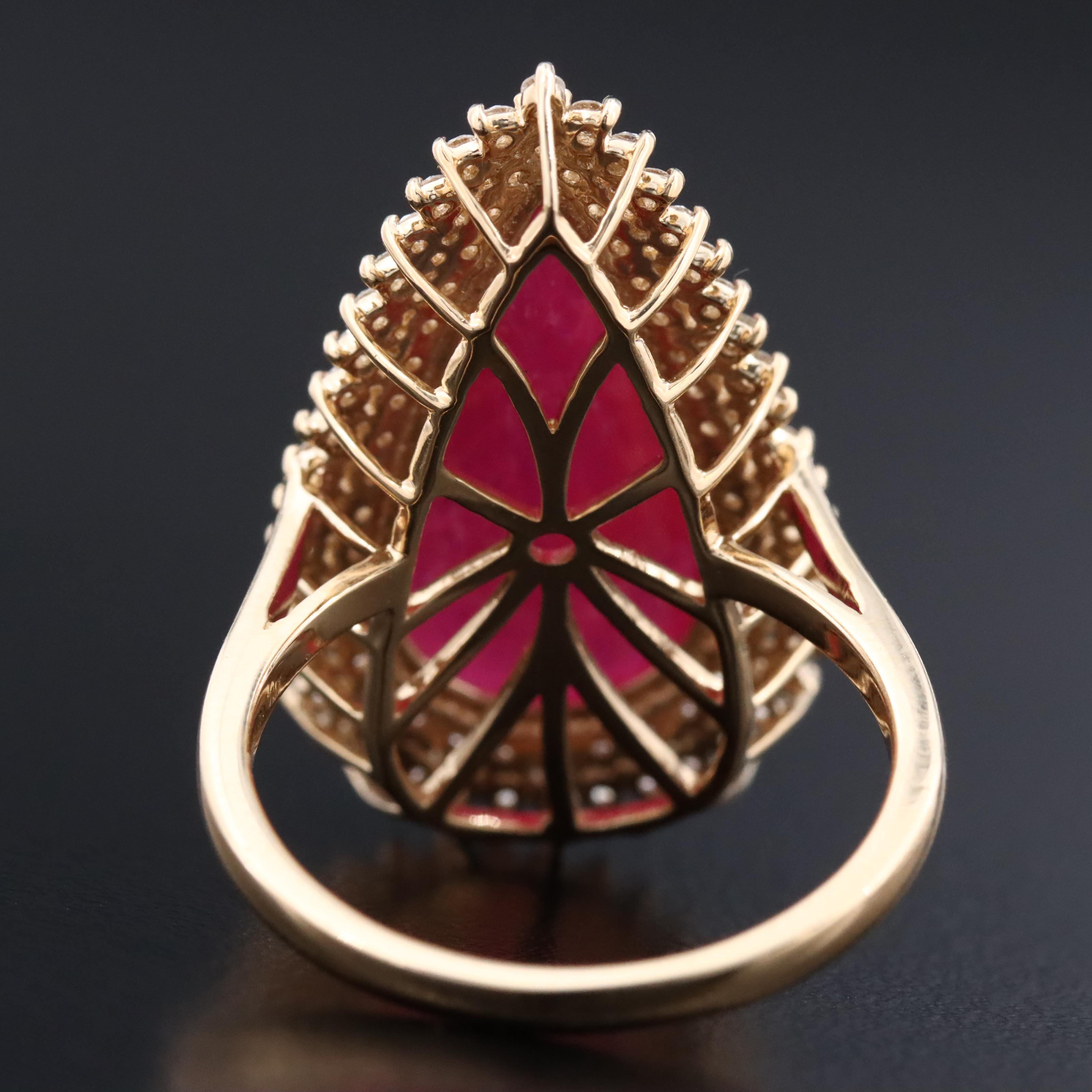 14K 9.66 CT Ruby and Diamond Ring with IGI Jewelry Report