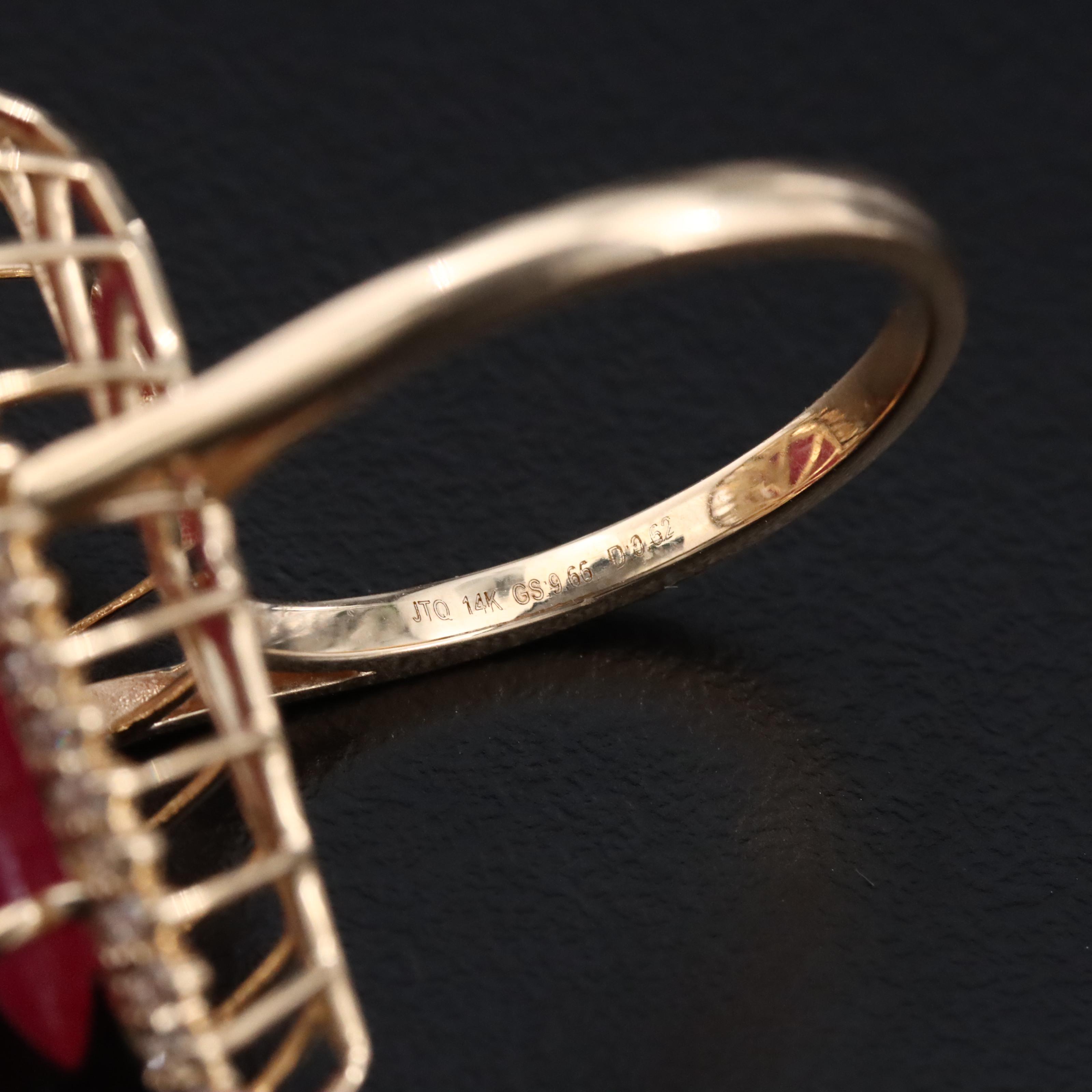 14K 9.66 CT Ruby and Diamond Ring with IGI Jewelry Report