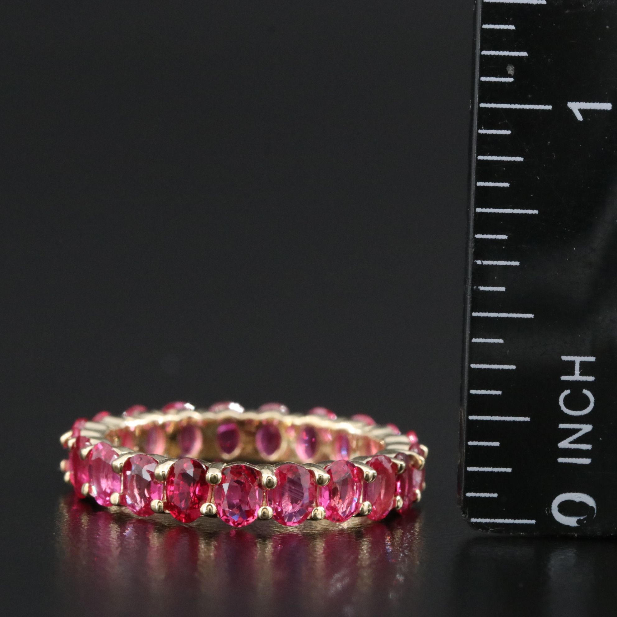 14K 3.96 CTW Ruby Eternity Band with IGI Report