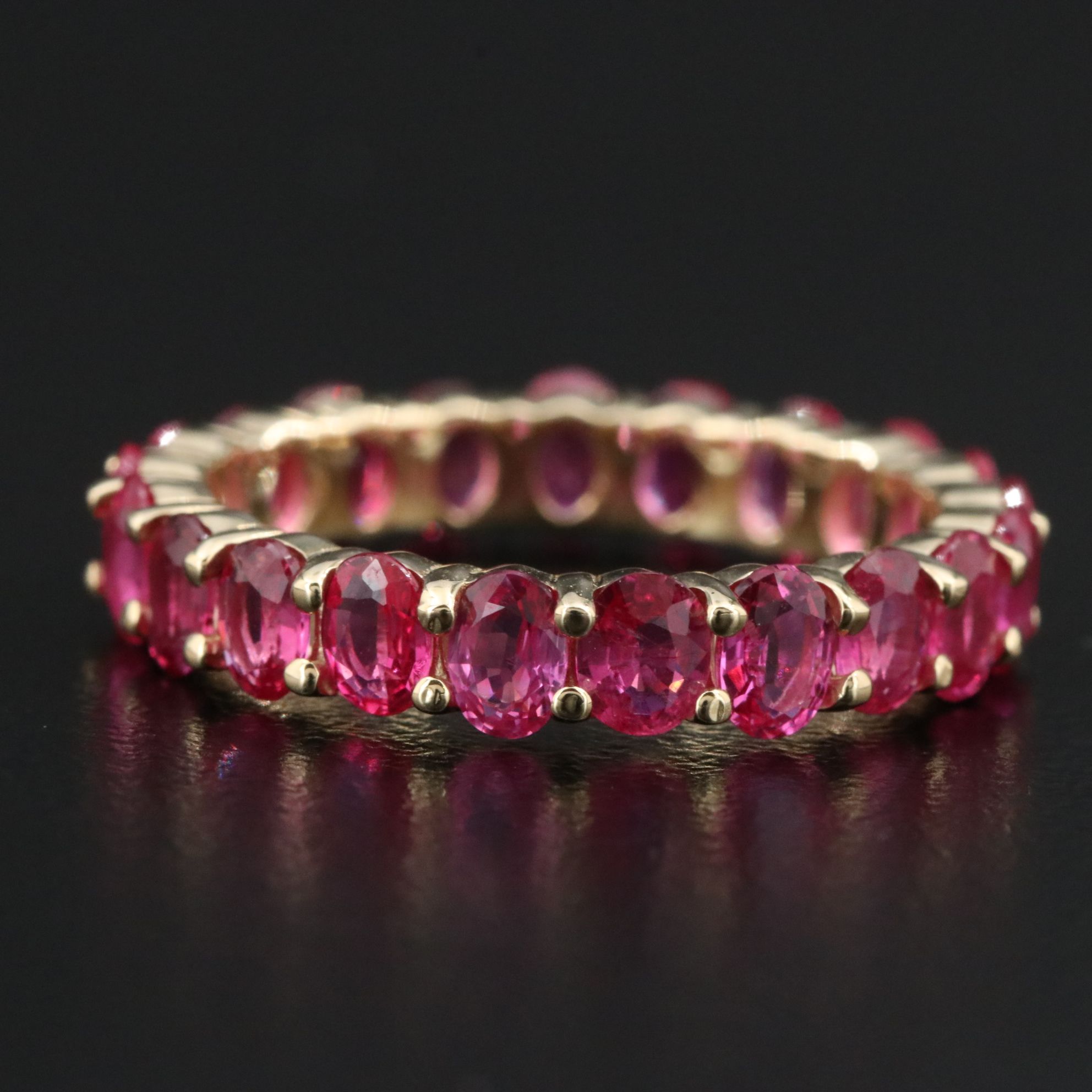 14K 3.96 CTW Ruby Eternity Band with IGI Report