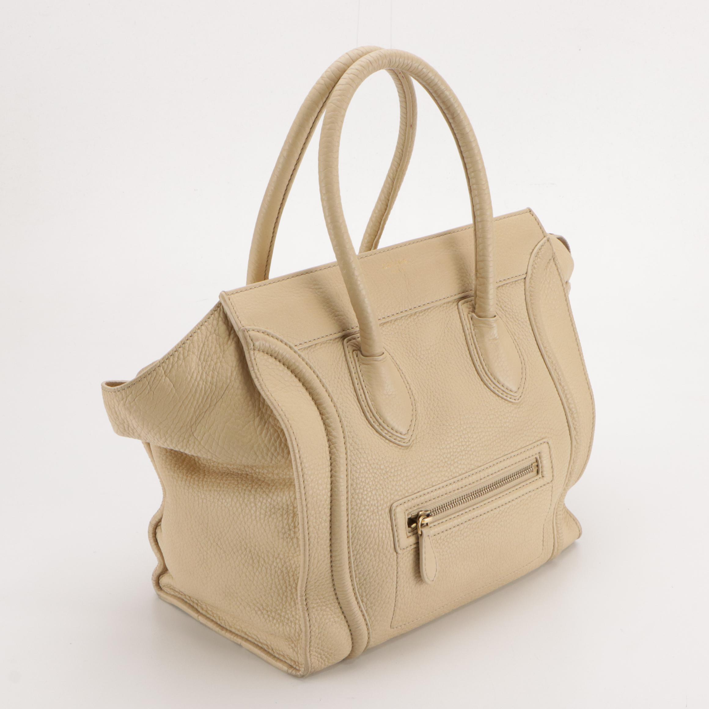 Céline Mini Luggage Tote in Beige Calfskin Leather