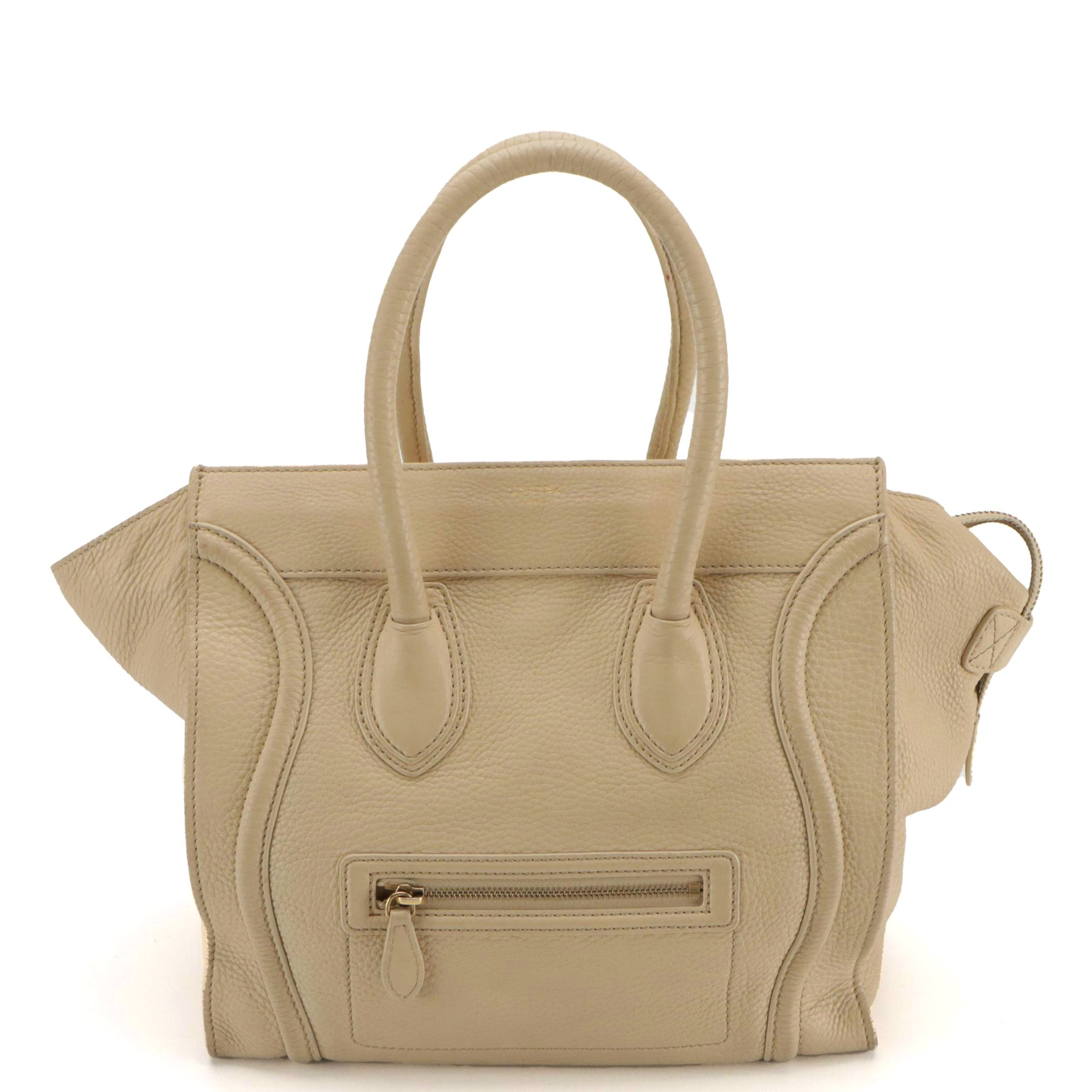 Céline Mini Luggage Tote in Beige Calfskin Leather