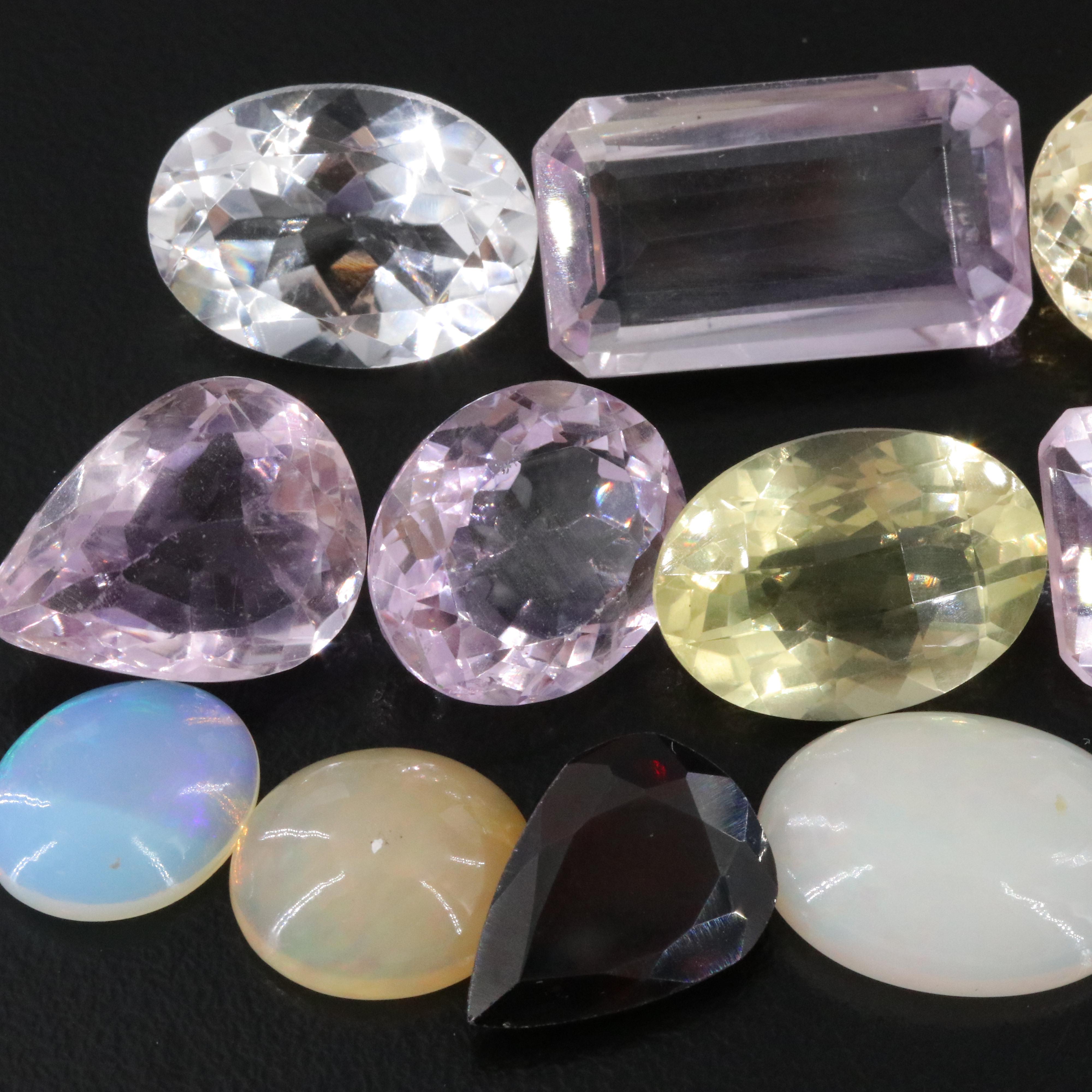 Loose 153.02 CTW Gemstone Lot Including Amethyst, Citrine and Garnet