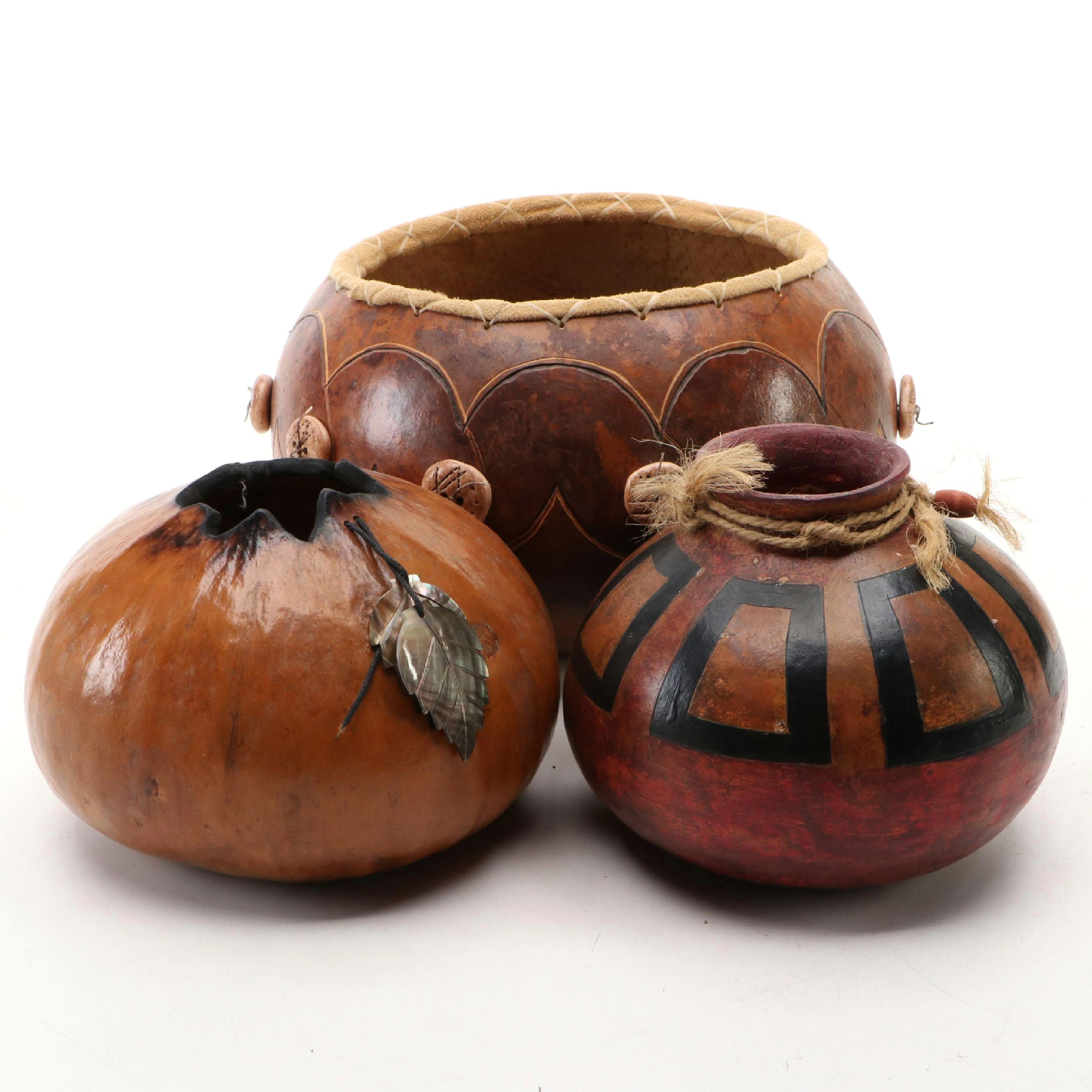 M. Garner with Other Handcrafted Gourd Vessels