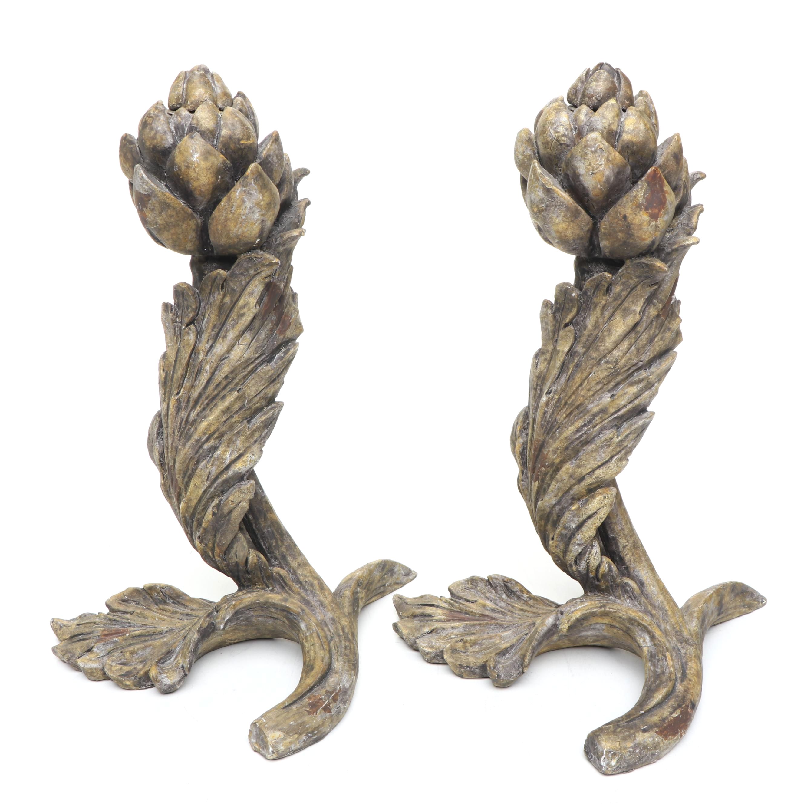 Art Nouveau Style Sculptural Artichoke Candlesticks