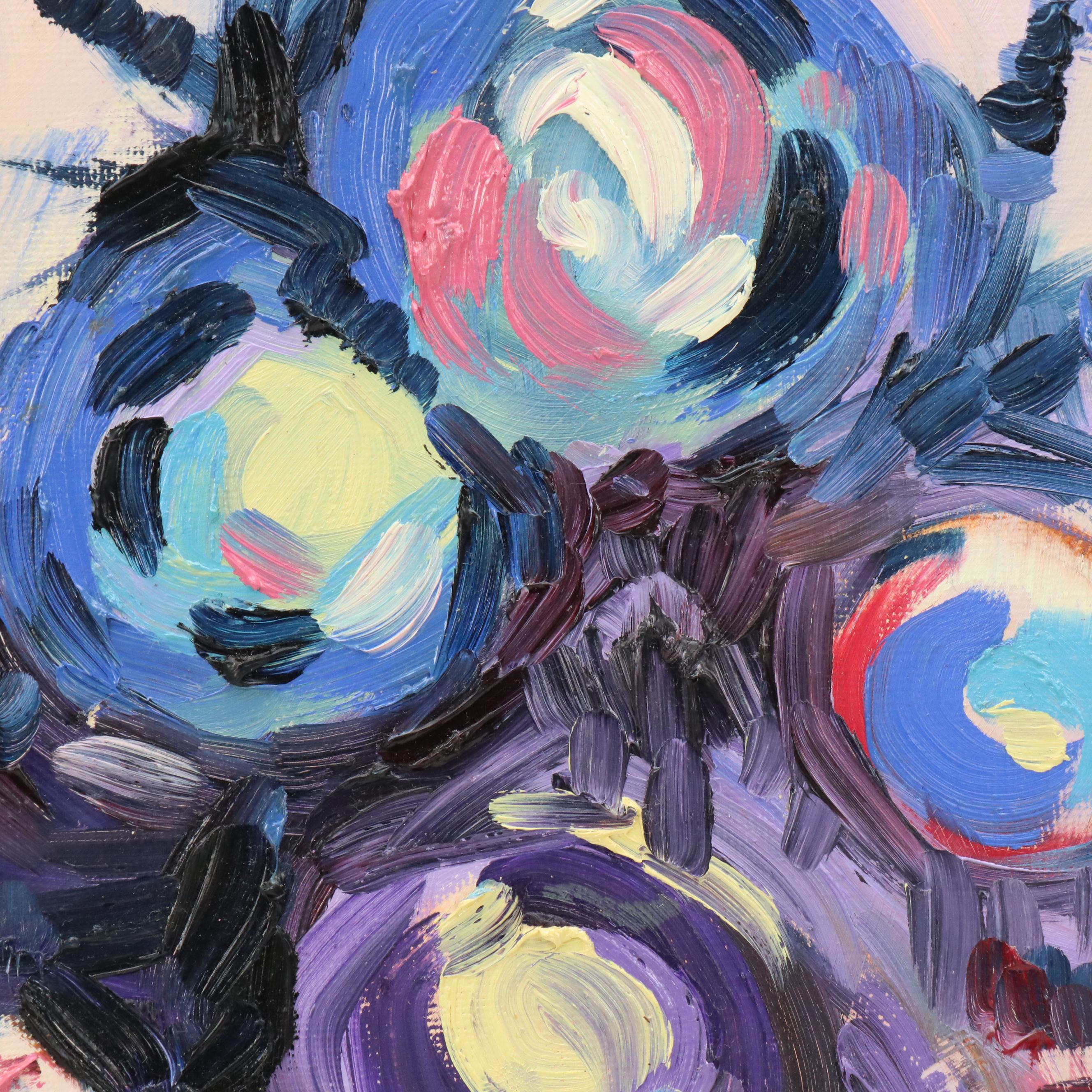 Adedotun Adesida Abstract Oil Painting with Circles, 2022