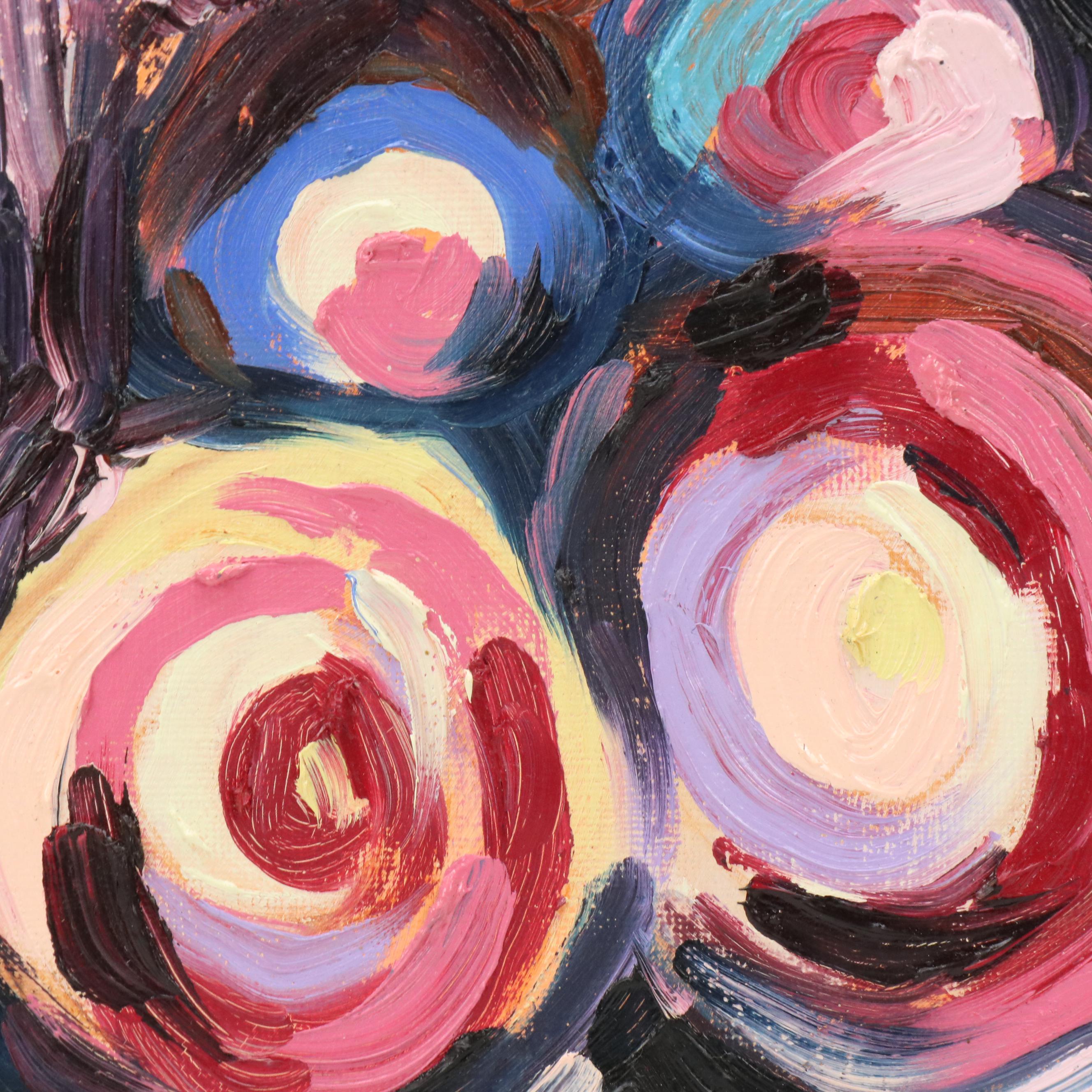 Adedotun Adesida Abstract Oil Painting with Circles, 2022