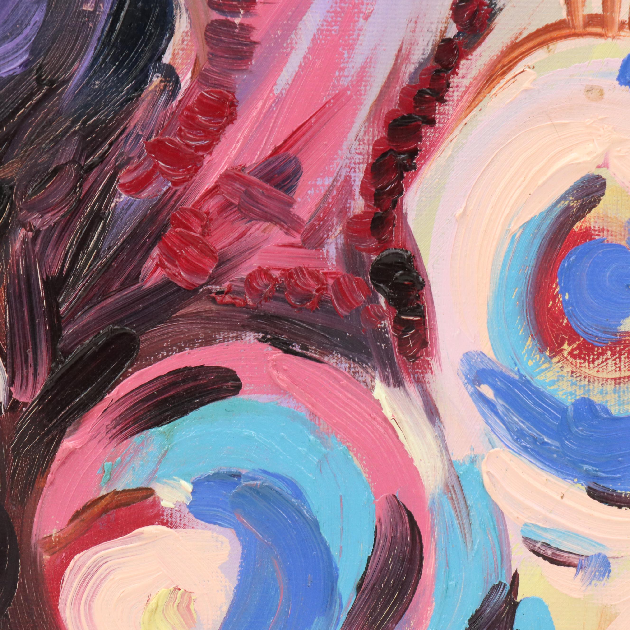 Adedotun Adesida Abstract Oil Painting with Circles, 2022