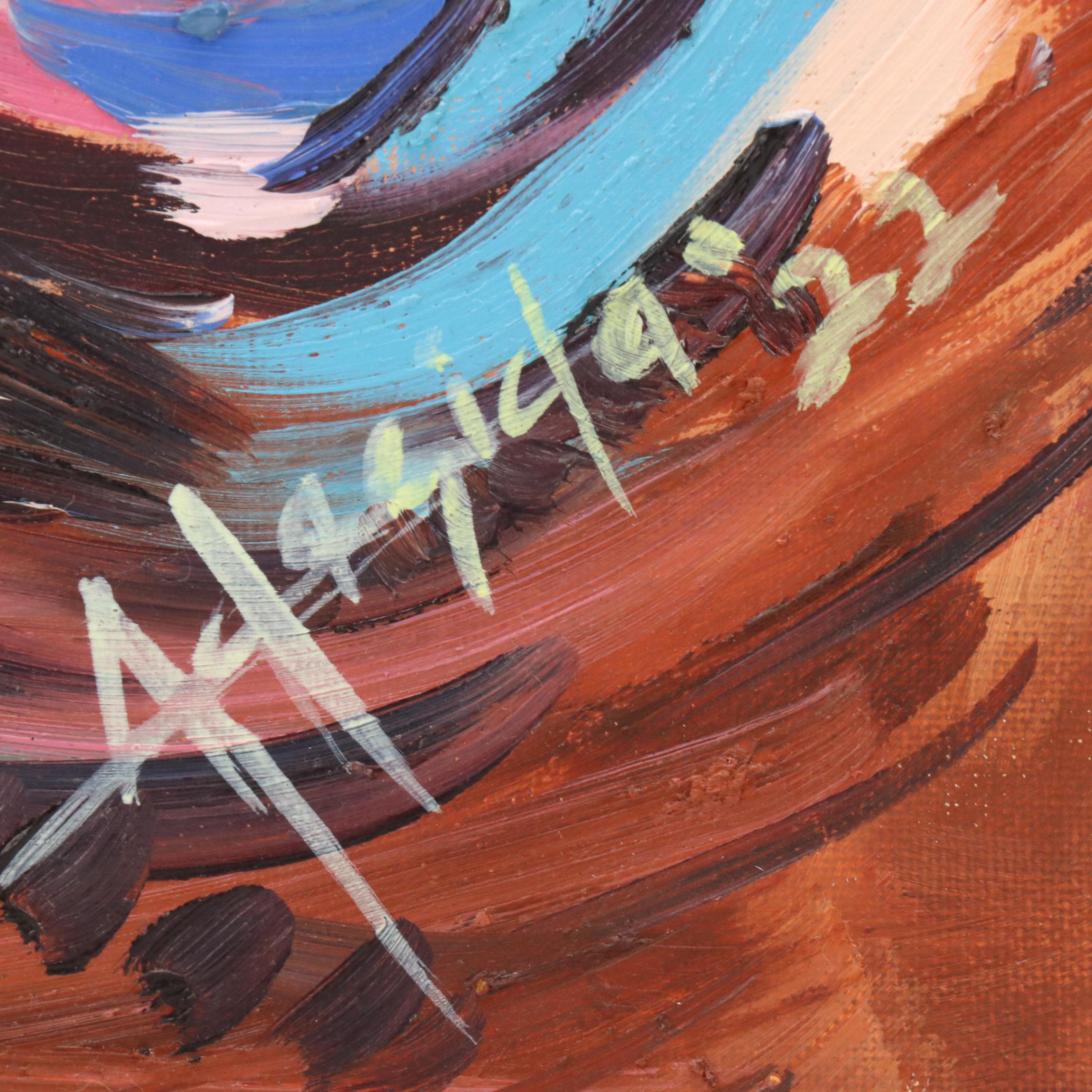 Adedotun Adesida Abstract Oil Painting with Circles, 2022