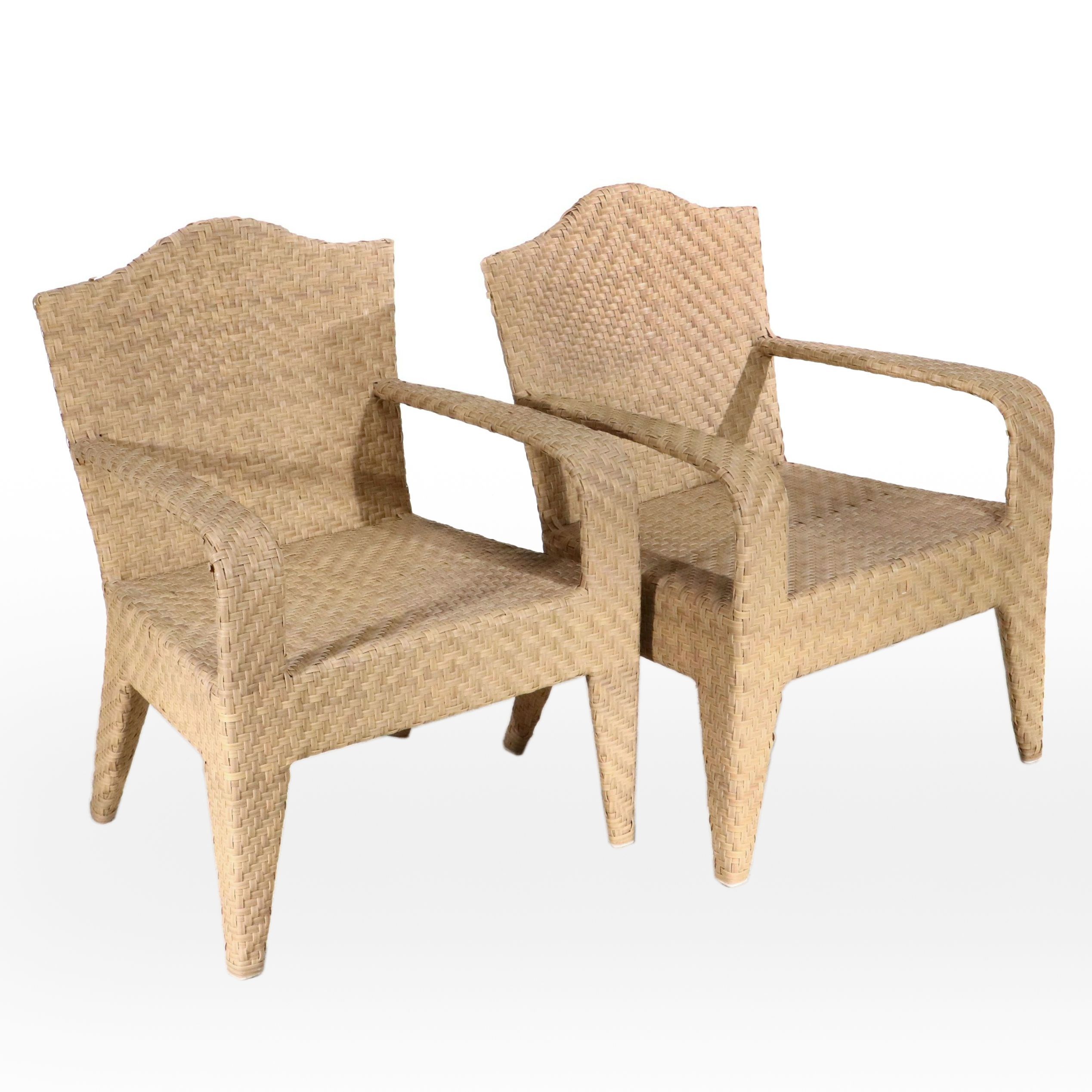 Pair of Frontgate Resin Wicker Armchairs