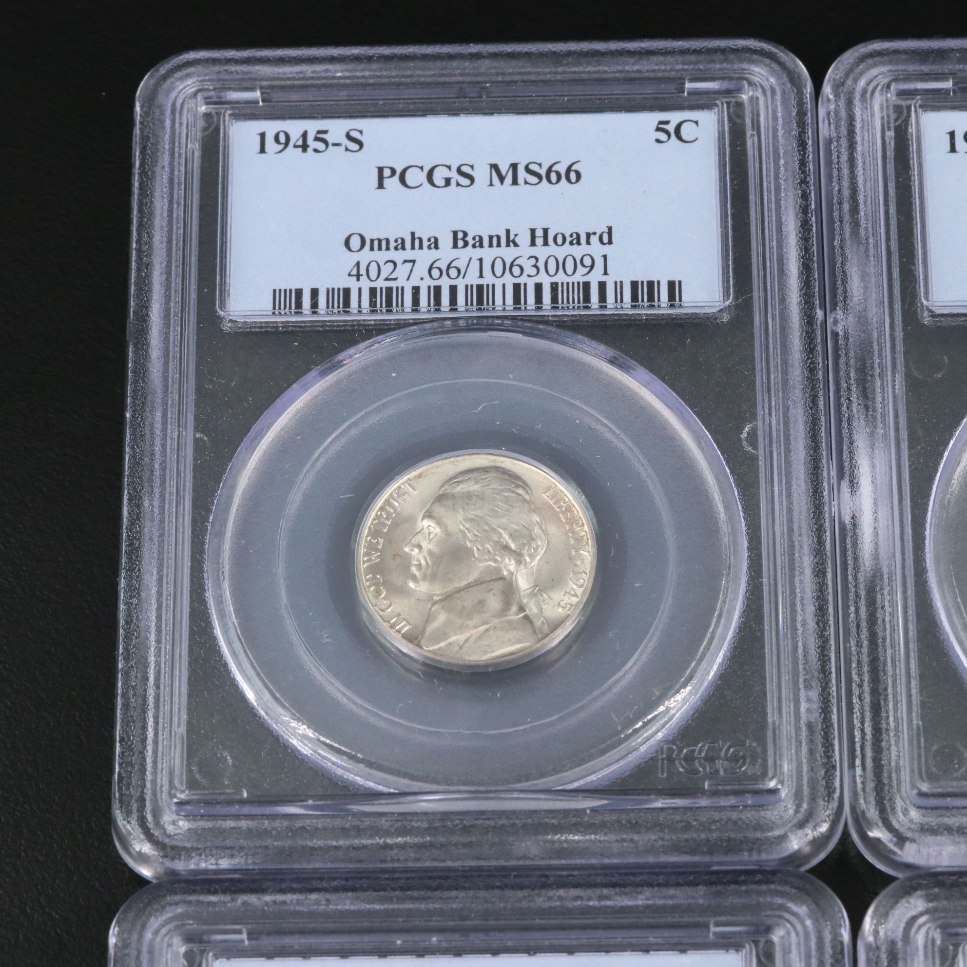 Four PCGS Graded MS66 1945-S WWII Silver Jefferson Nickels