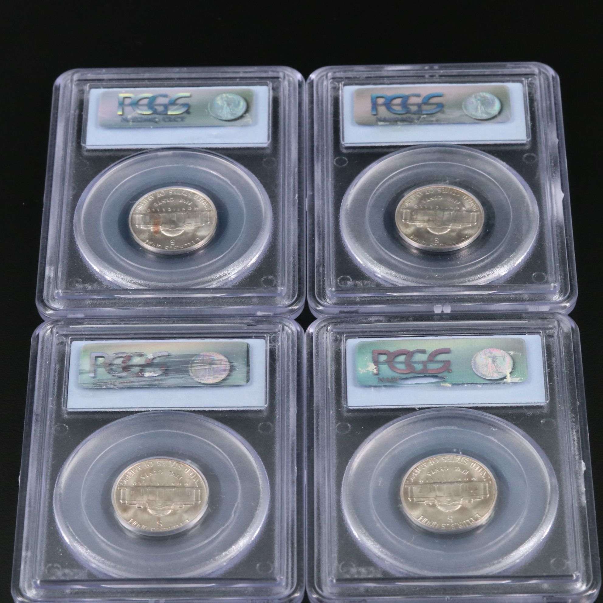 Four PCGS Graded MS66 1945-S WWII Silver Jefferson Nickels