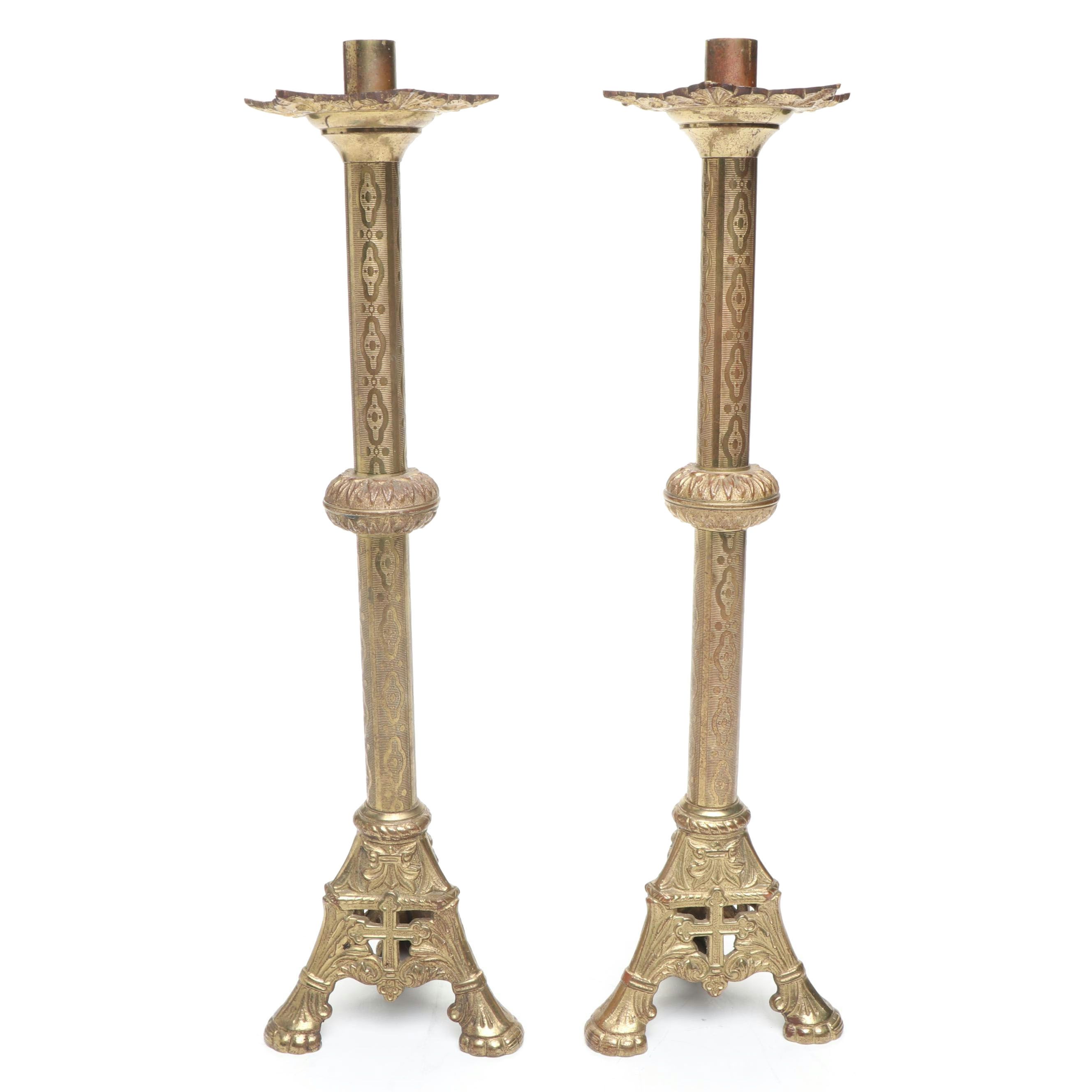 Pair of Brass Altar Candlesticks