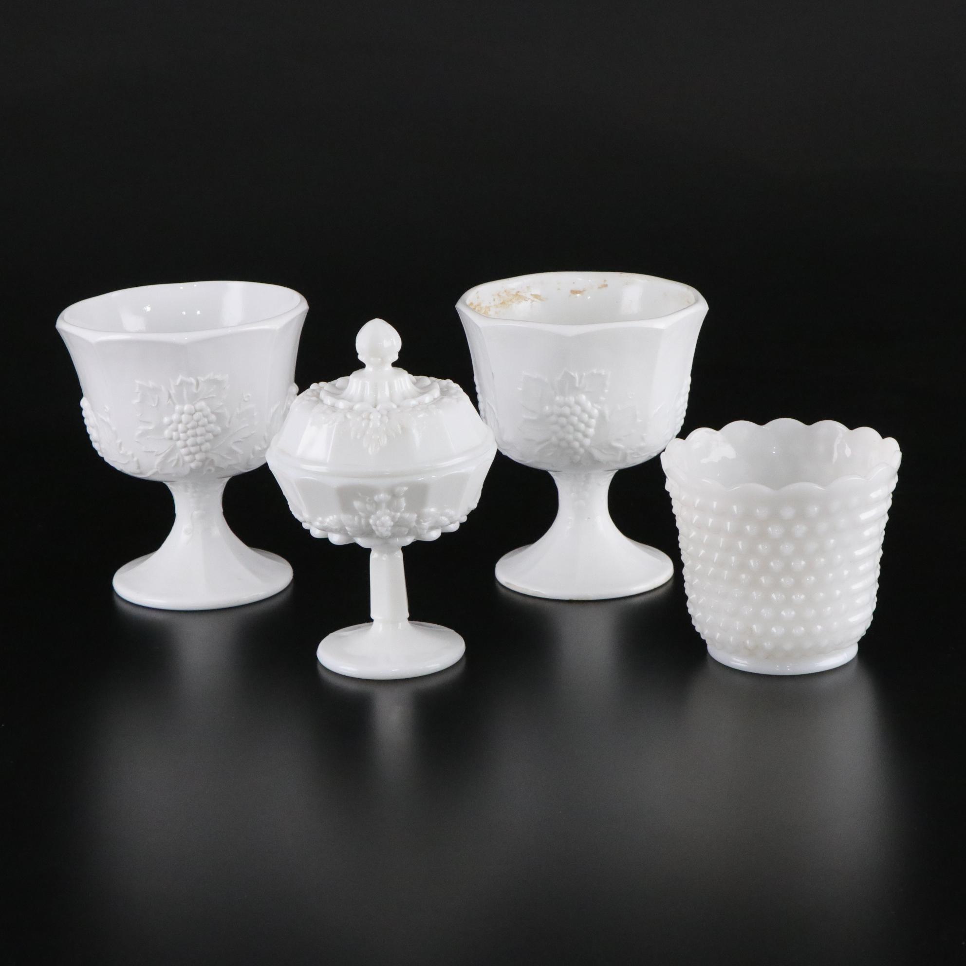 Westmoreland Paneled Grape Milk Glass Compote, White Colony "Harvest" and More
