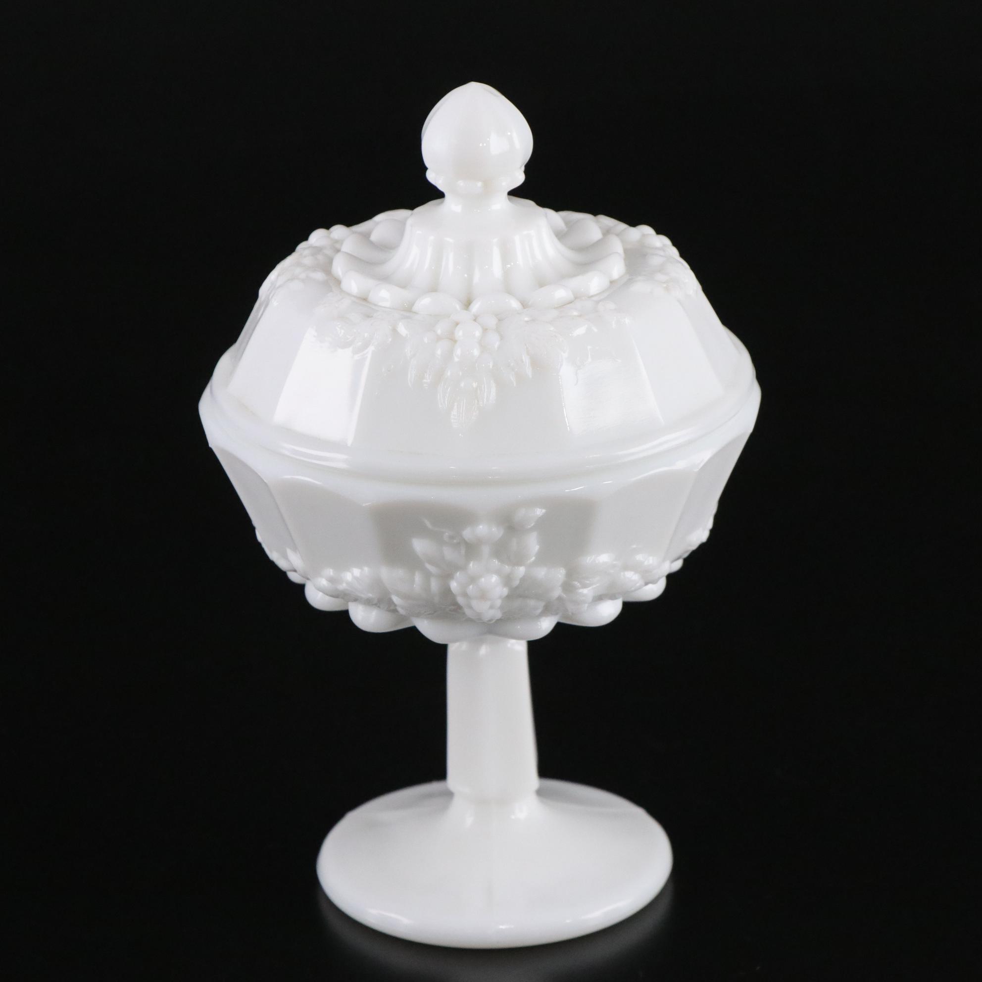 Westmoreland Paneled Grape Milk Glass Compote, White Colony "Harvest" and More