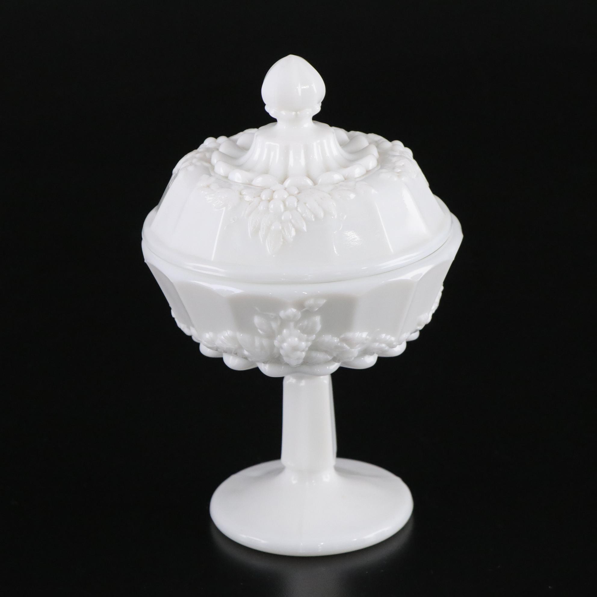 Westmoreland Paneled Grape Milk Glass Compote, White Colony "Harvest" and More