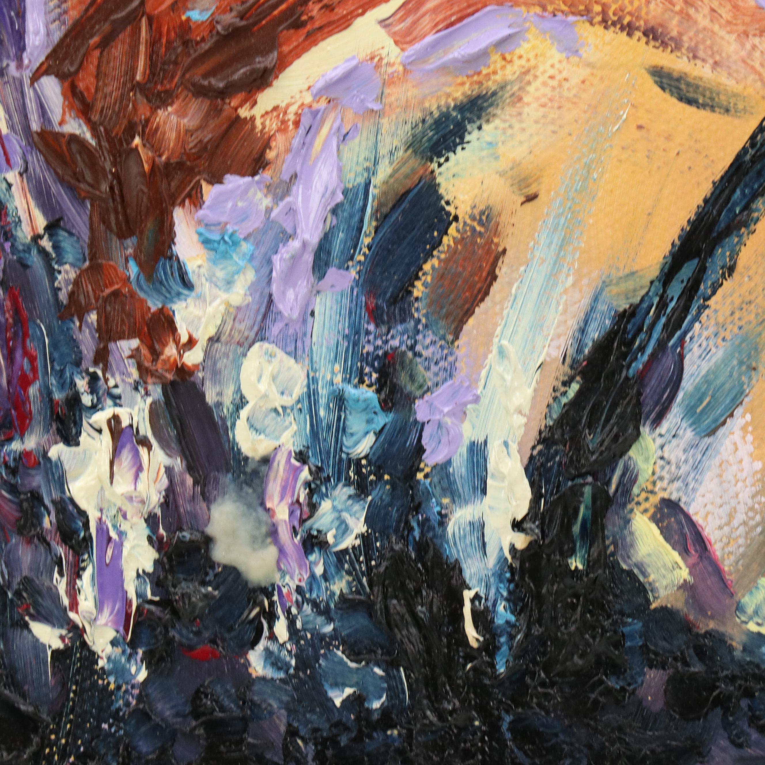 Adedotun Adesida Stylized Landscape Impasto Oil Painting, 21st Century