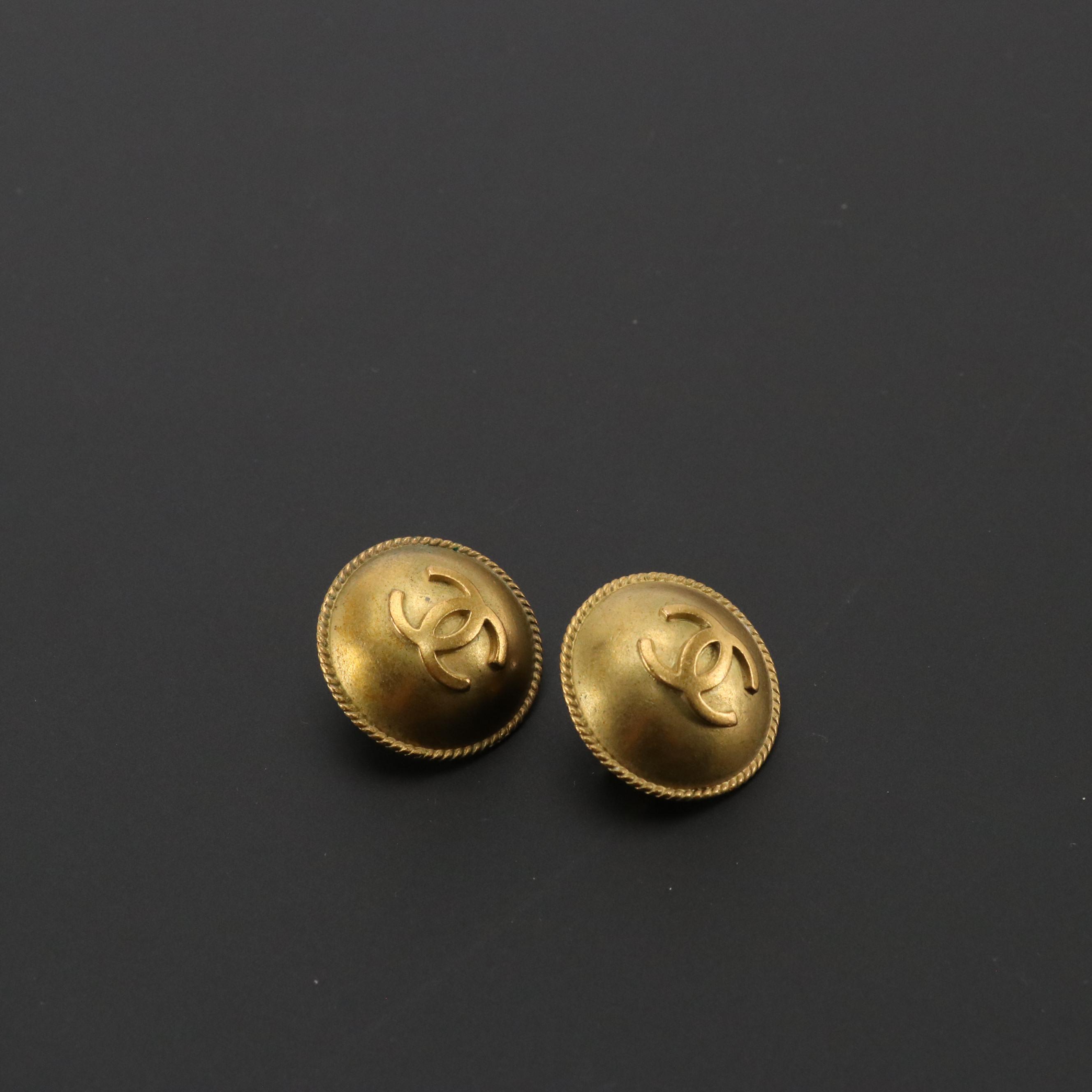 Chanel Round CC Clip-On Earrings Framed with Rope Wire