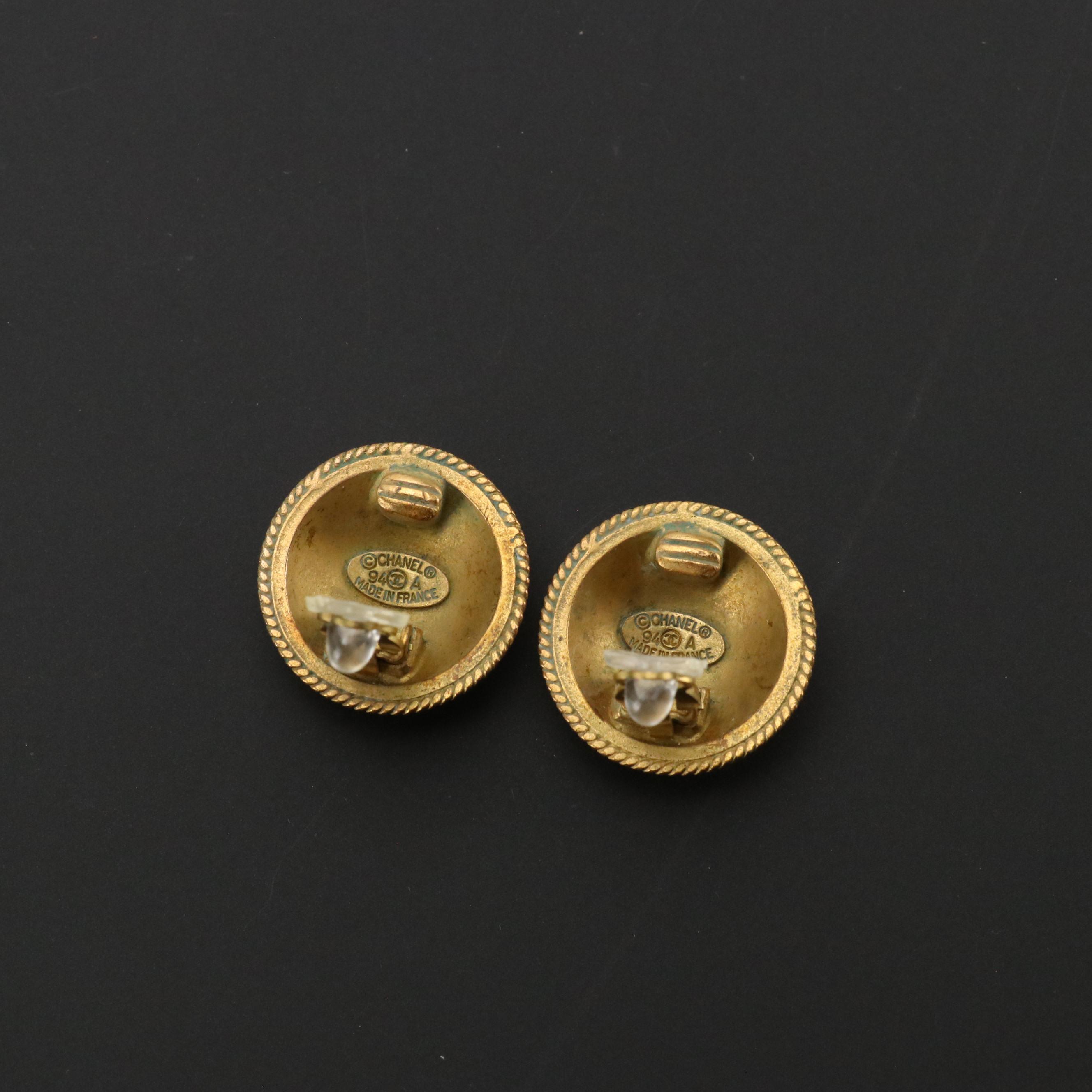 Chanel Round CC Clip-On Earrings Framed with Rope Wire