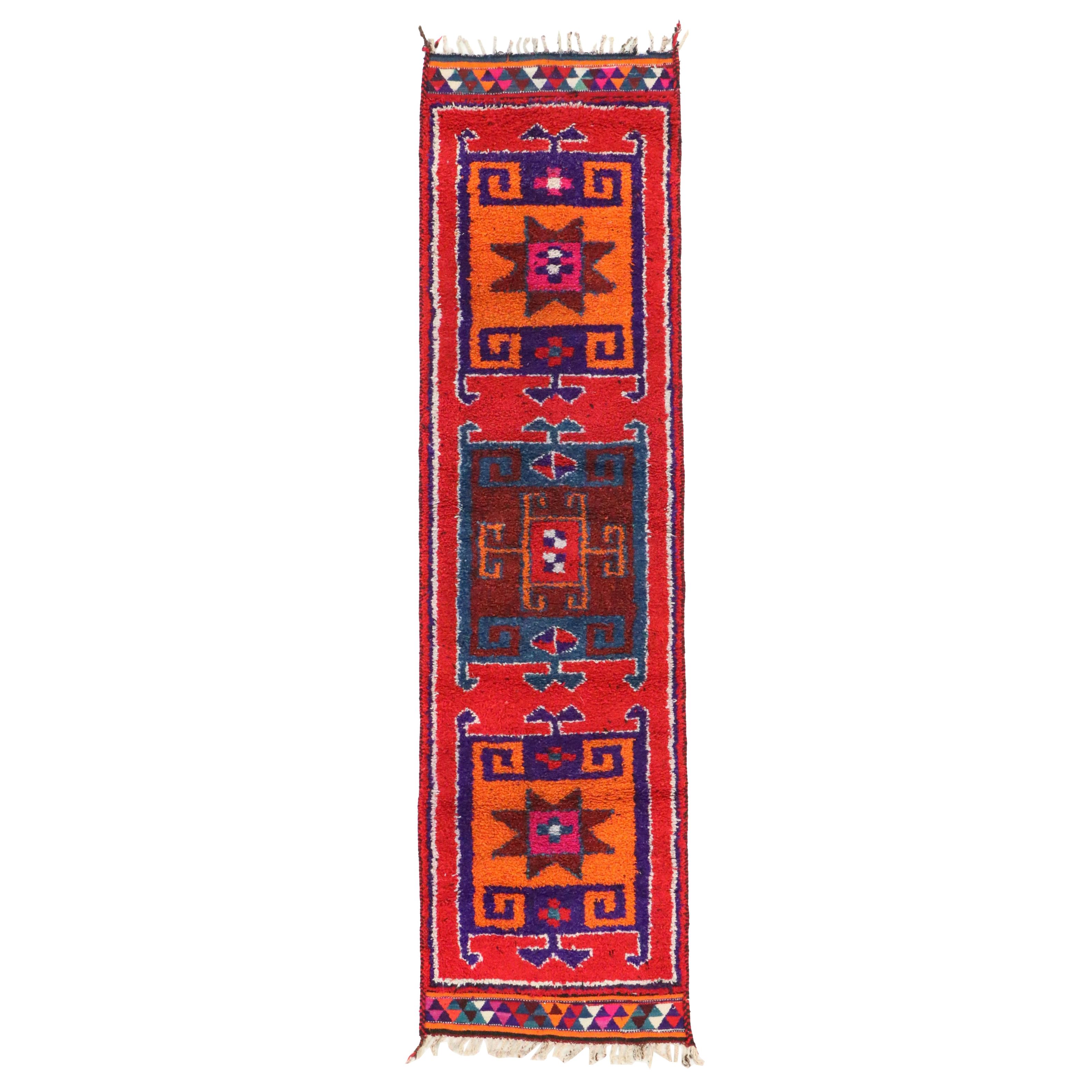 3'4 x 12'8 Hand-Knotted Moroccan Berber Long Rug