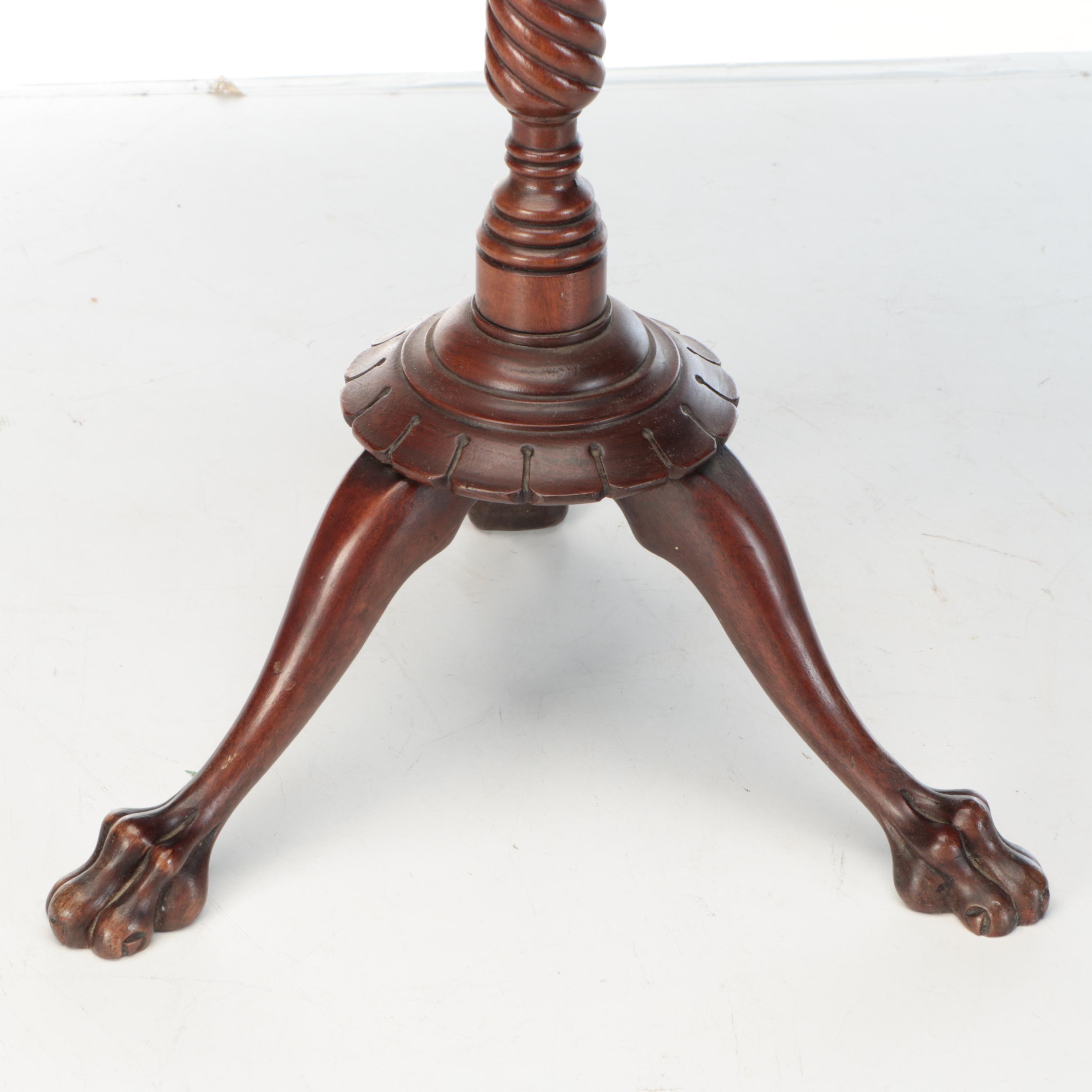 Edwardian Mahogany Claw Foot Plant Stand, Early 20th Century