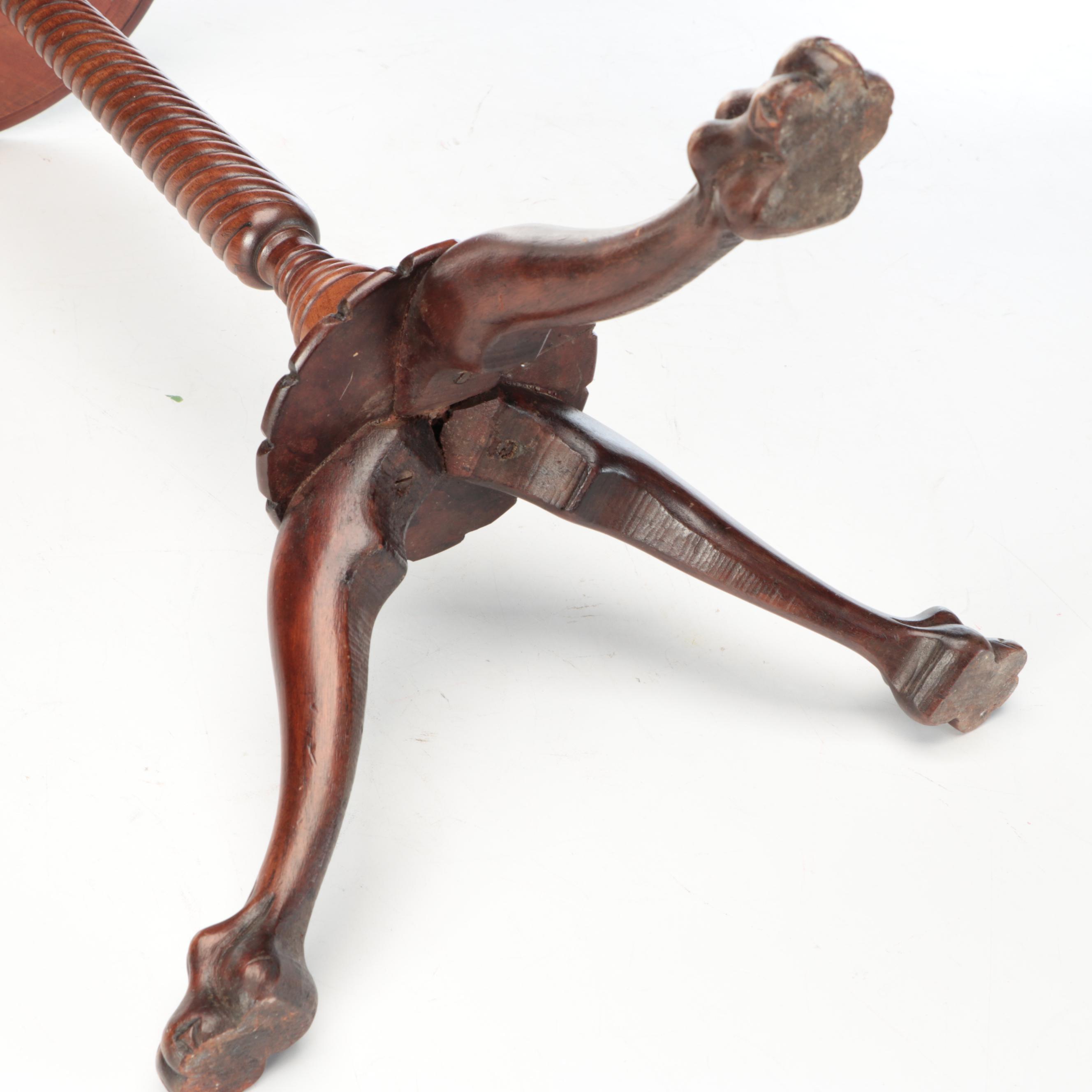 Edwardian Mahogany Claw Foot Plant Stand, Early 20th Century