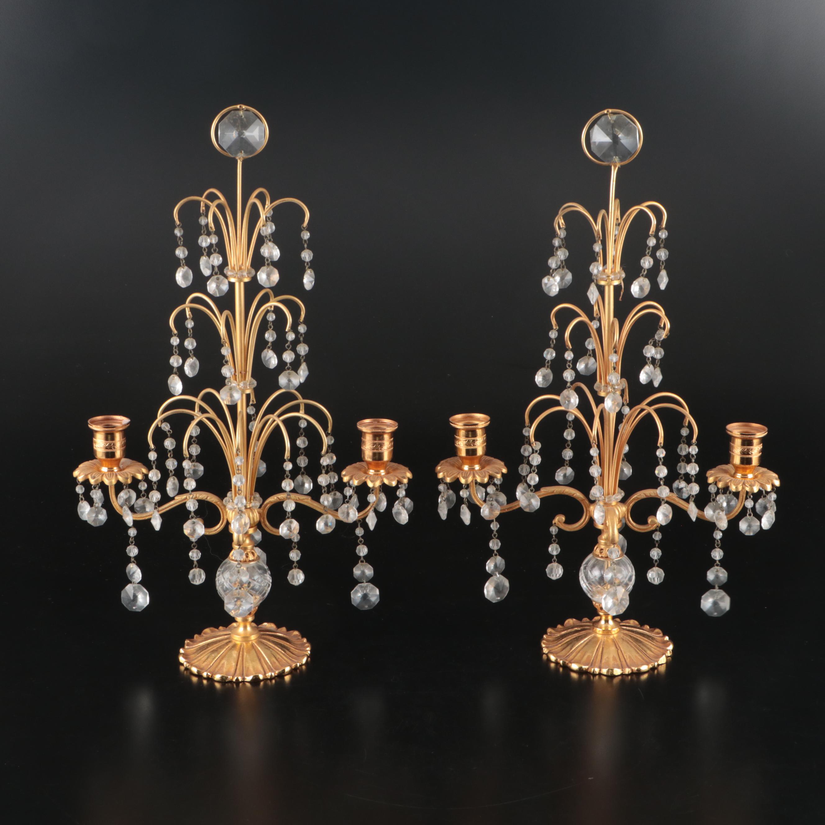Pair of Louis XVI Style Gilt Metal Candelabras
