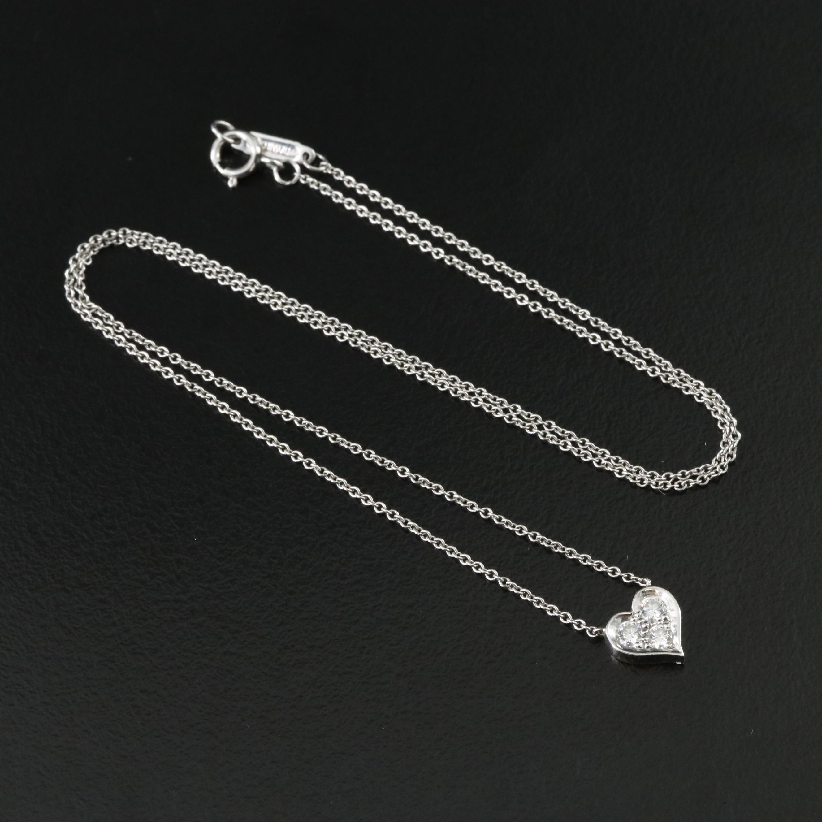 Tiffany & Co. Sentimental Heart Platinum and Diamond Necklace