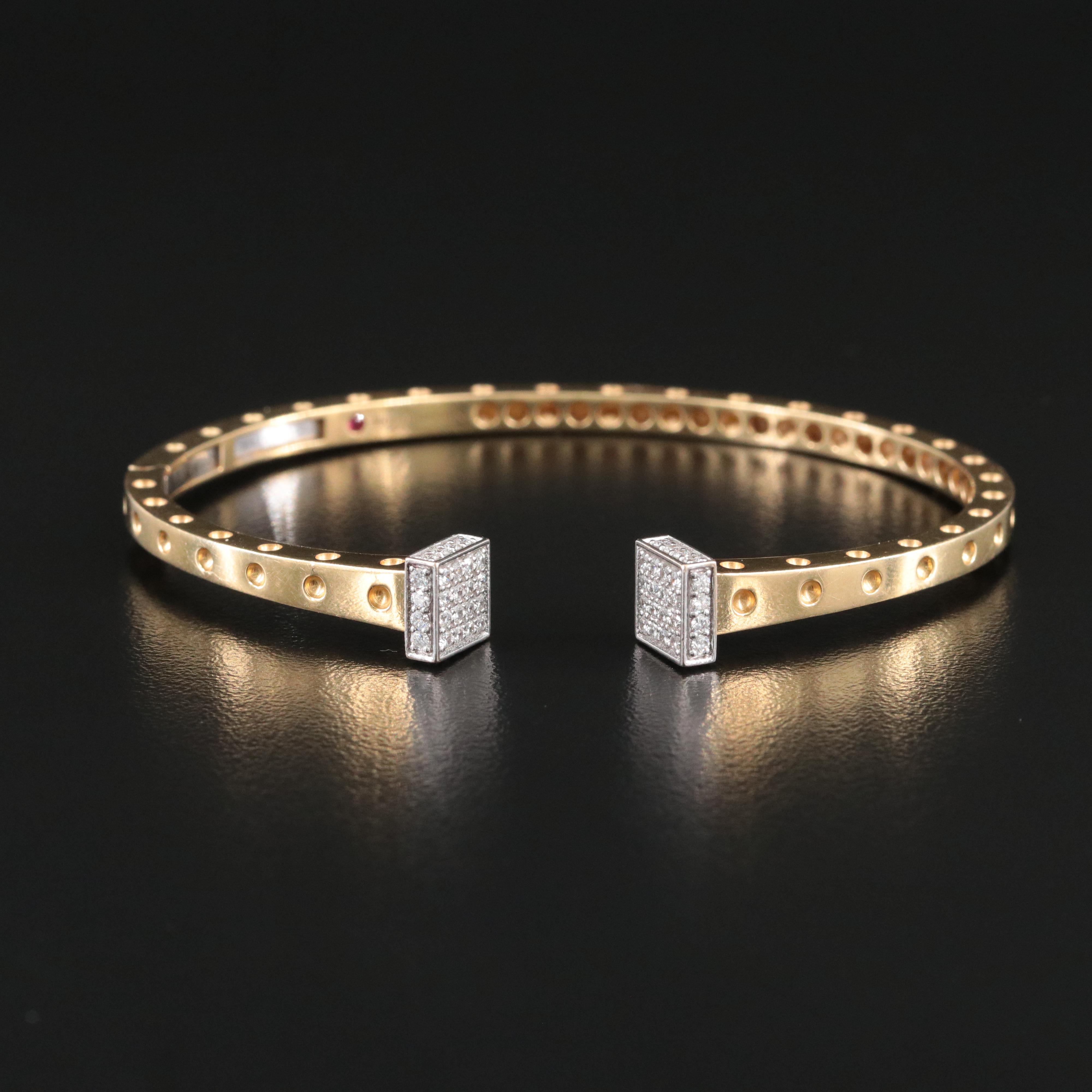 Roberto Coin Pois Moi 18K CTW Diamond Hinged Cuff Bracelet