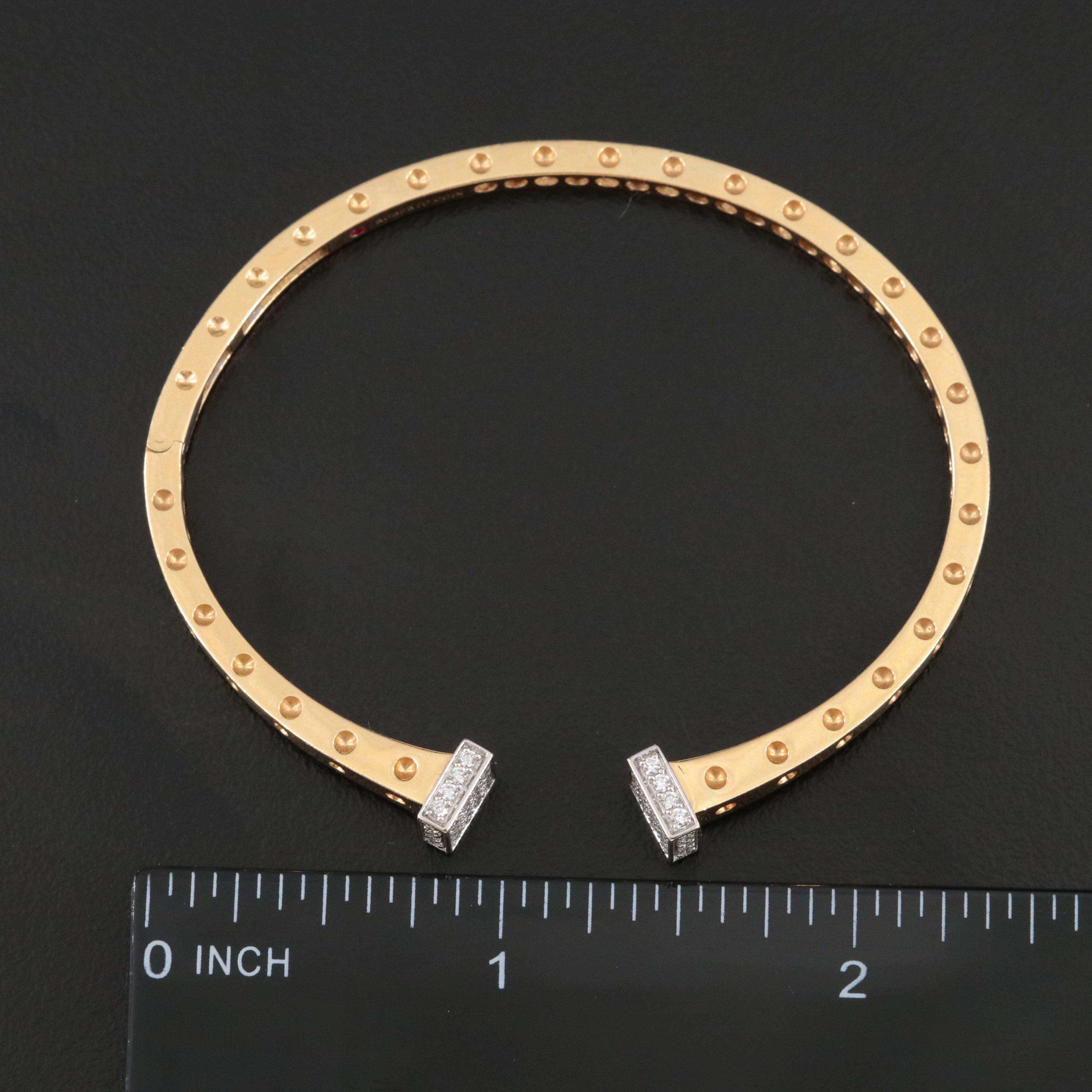 Roberto Coin Pois Moi 18K CTW Diamond Hinged Cuff Bracelet