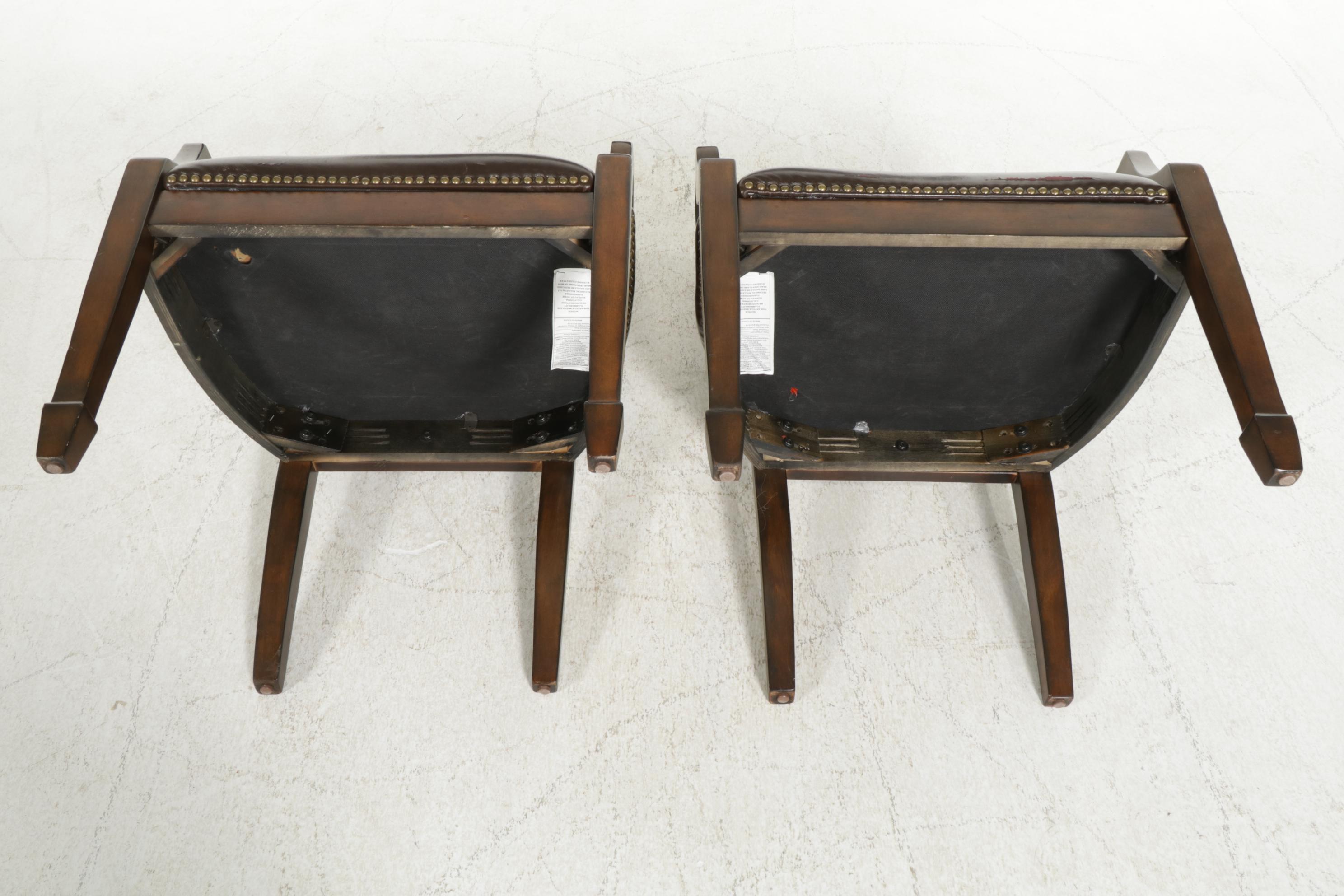 Pair of Hepplewhite Style Shield -Back Armchairs with Faux Leather Upholstery